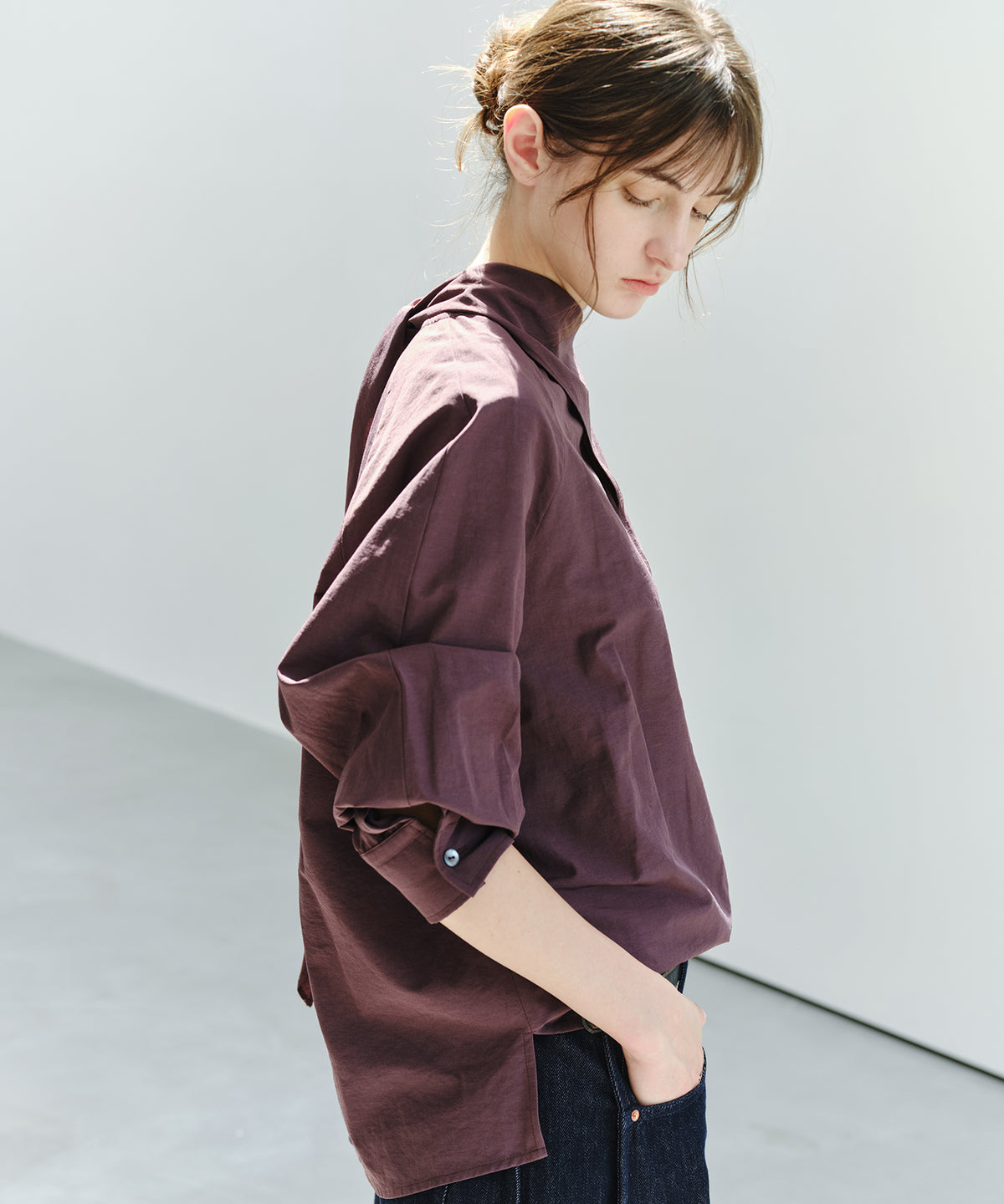 「9月下旬出荷予定」Cross Stole Collar Oversized Shirt