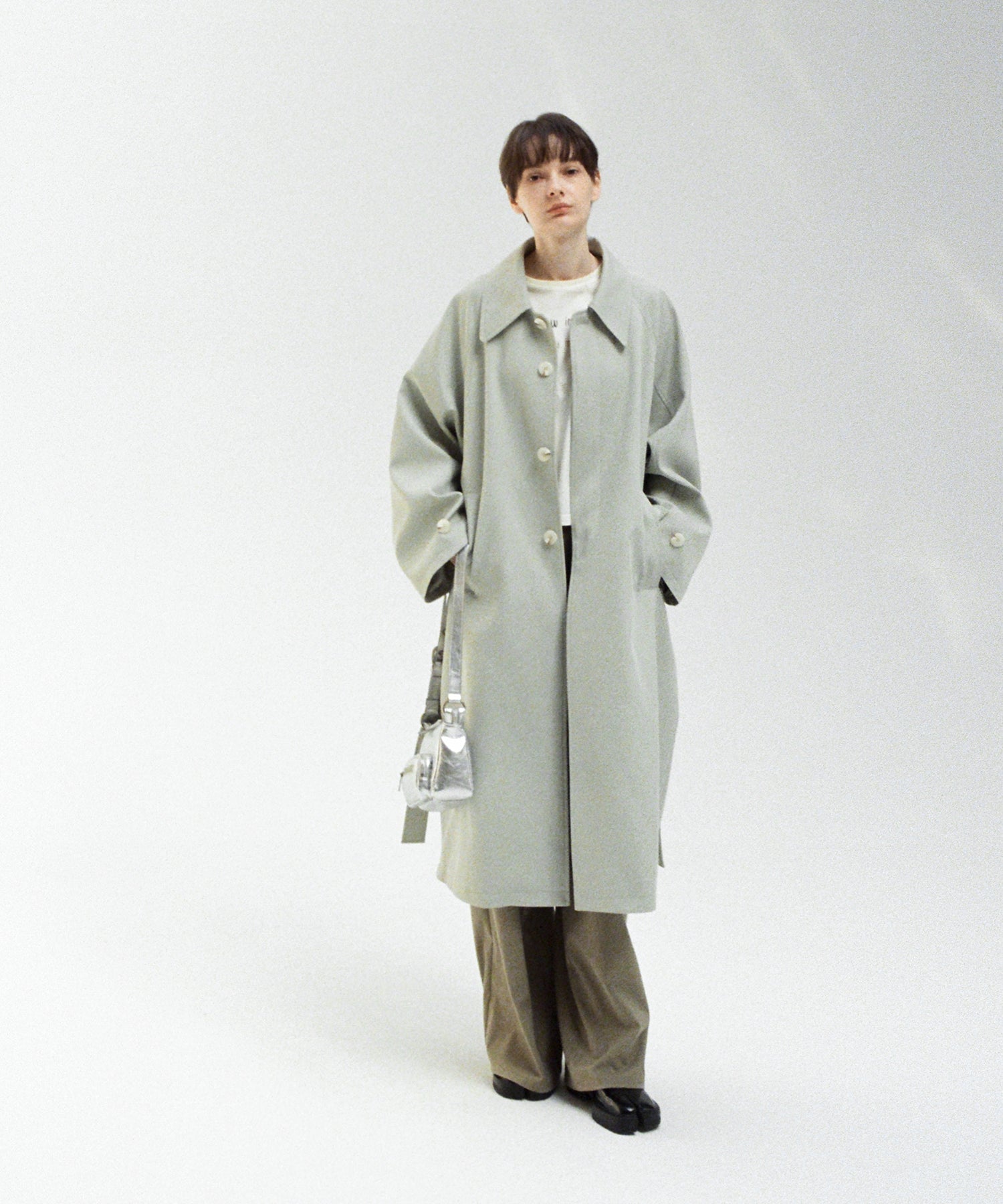 Oversized Raglan Sleeve Long Coat with Belt