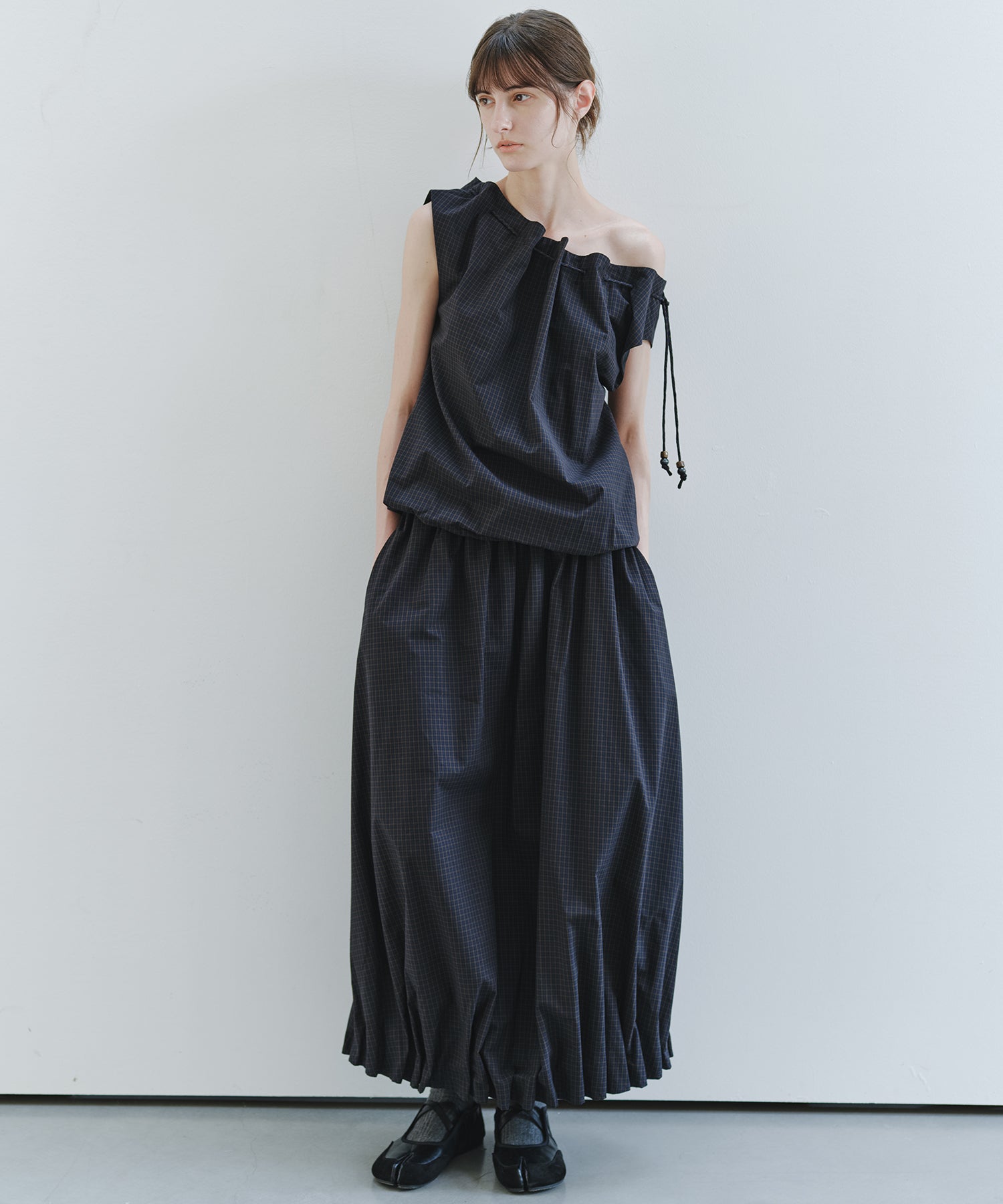 「7月上旬～中旬出荷」Tucked Balloon Hem Maxi Skirt