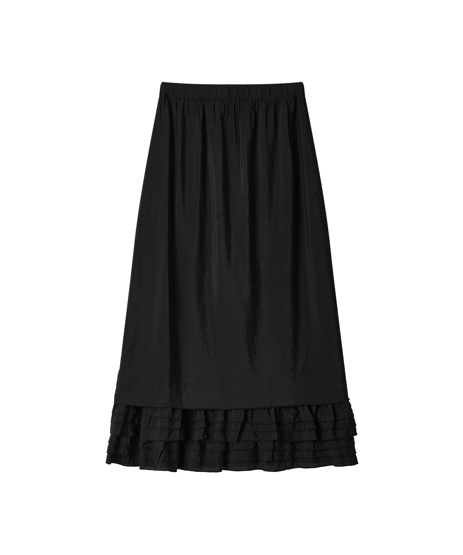 「9月下旬出荷予定」Layered Frill Hem Easy Long Skirt