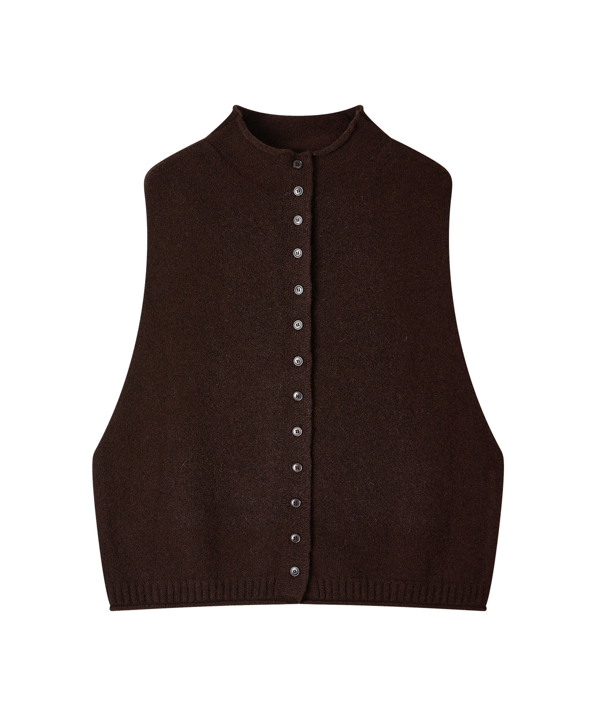 「10月下旬出荷予定」100% Wool High Neck Button Knit Vest