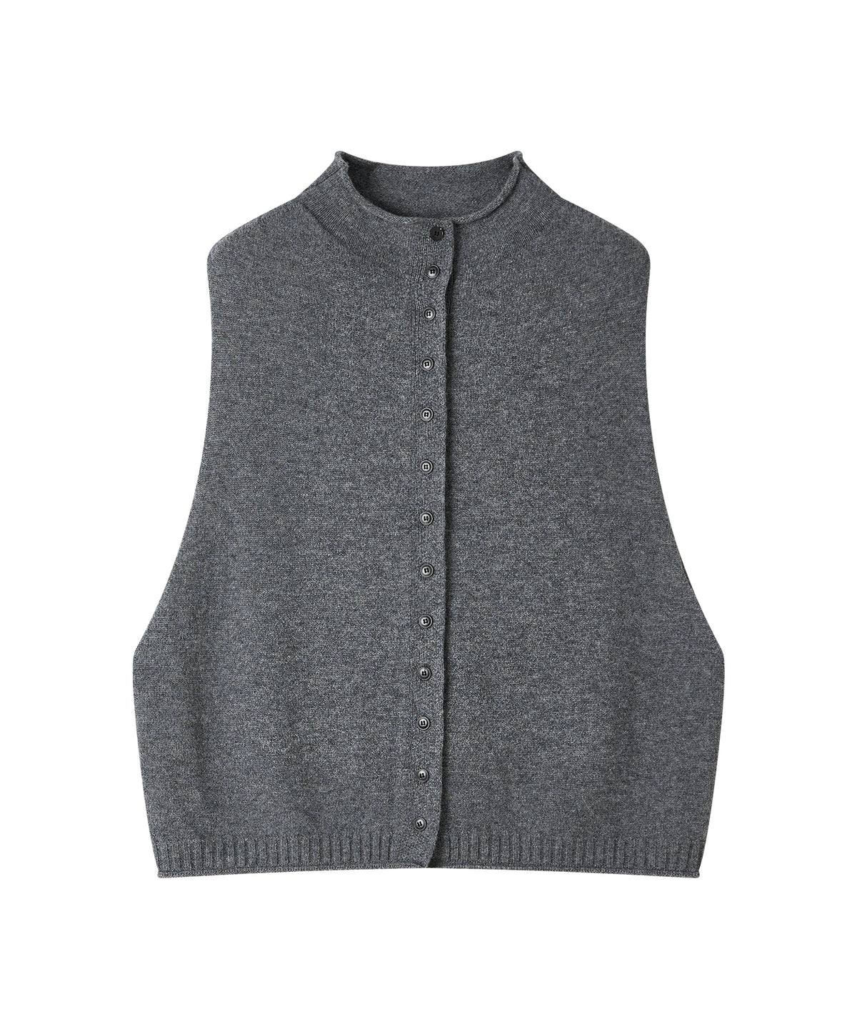 「10月下旬出荷予定」100% Wool High Neck Button Knit Vest