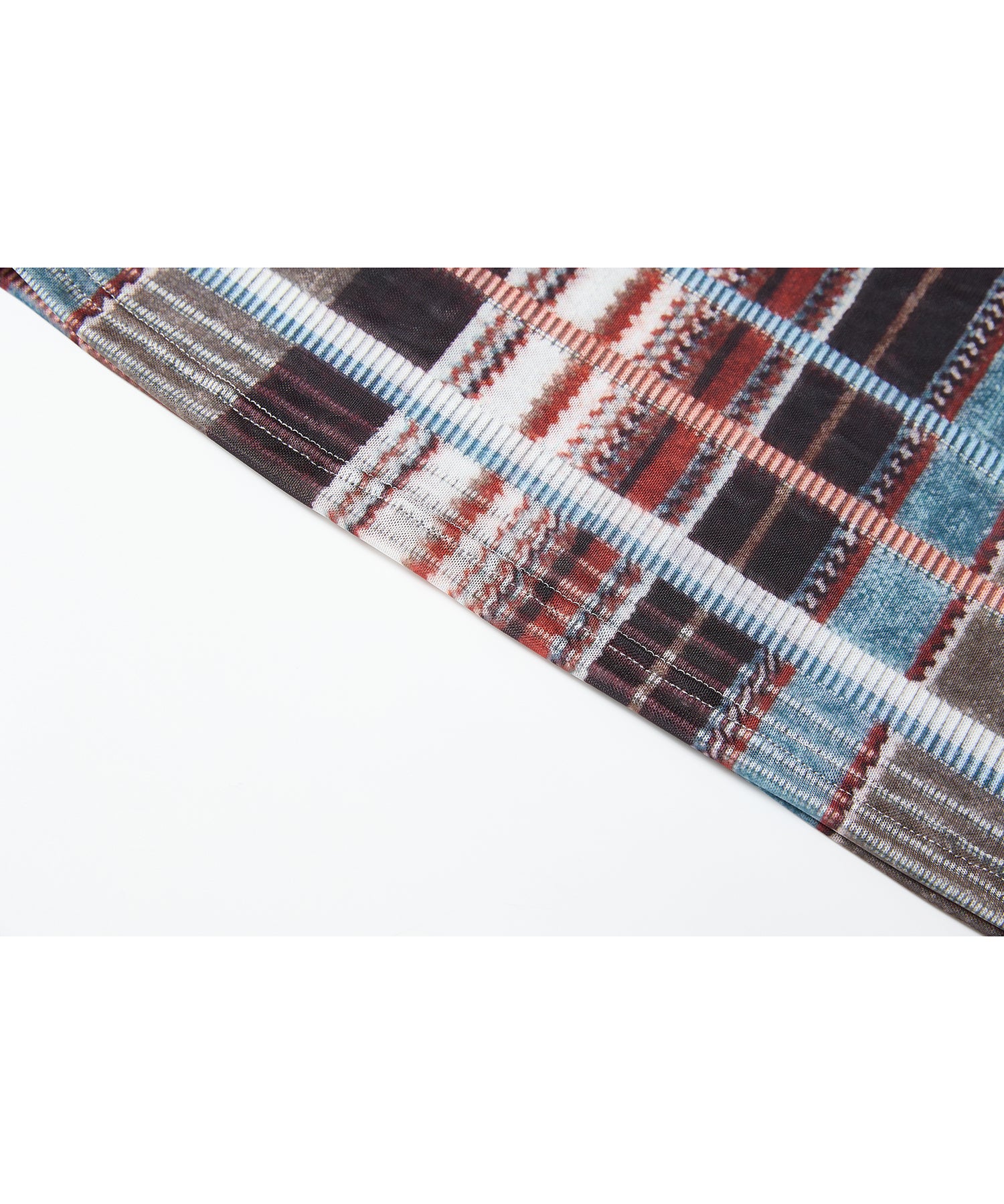 「9月下旬出荷予定」Vintage Check Sheer High Neck Top