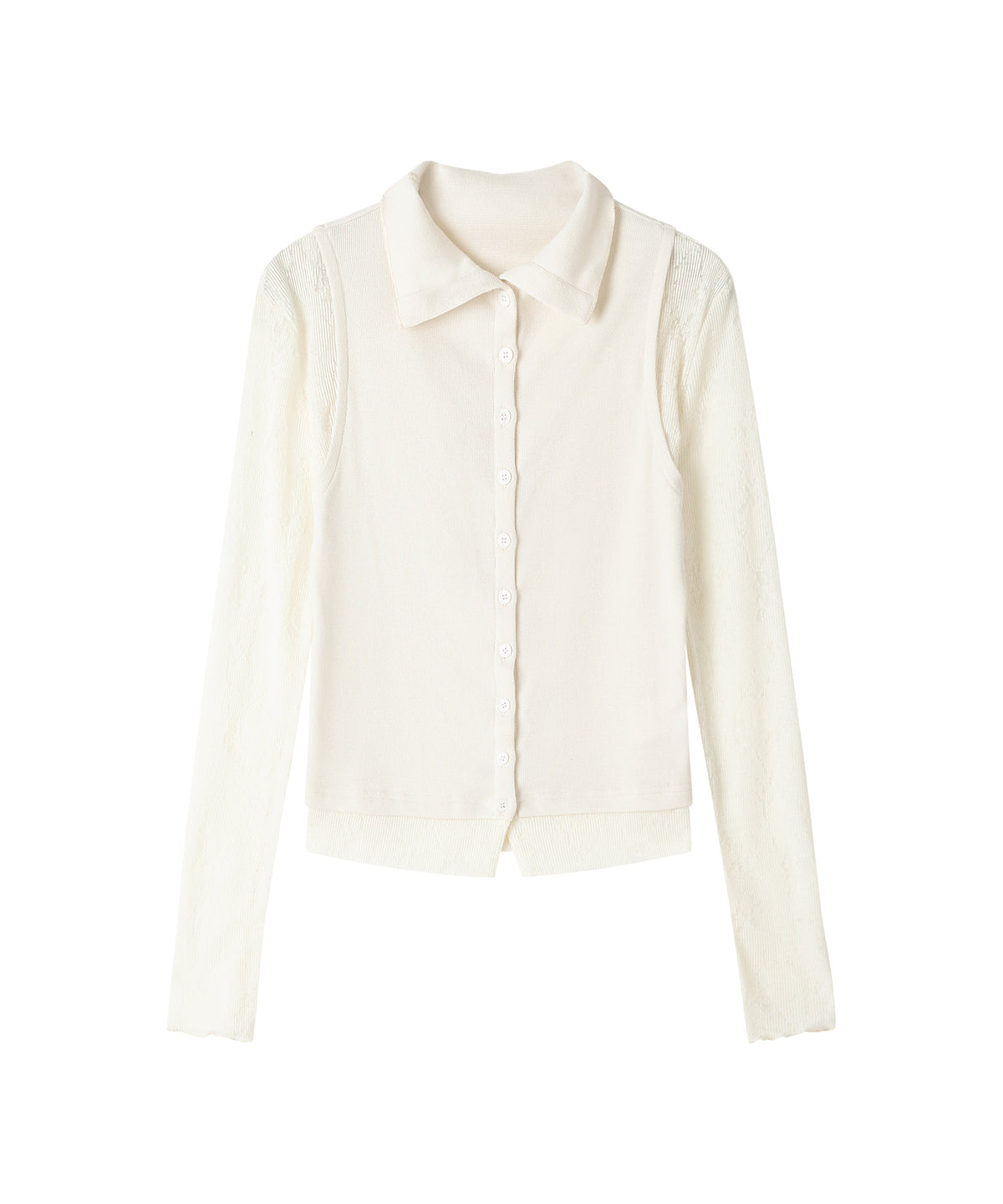 「9月下旬出荷予定」Lace Sleeve Layered Collar Top