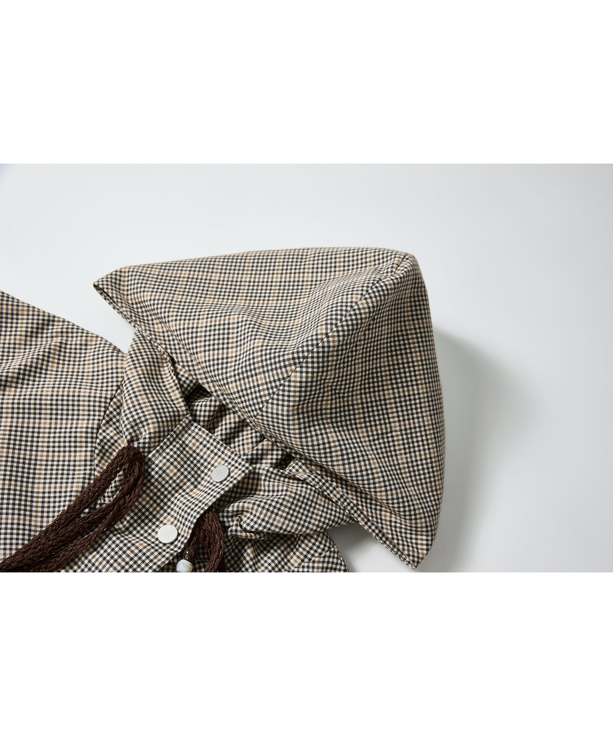 「10月下旬出荷予定」Checked Drawstring Hooded Short Jacket