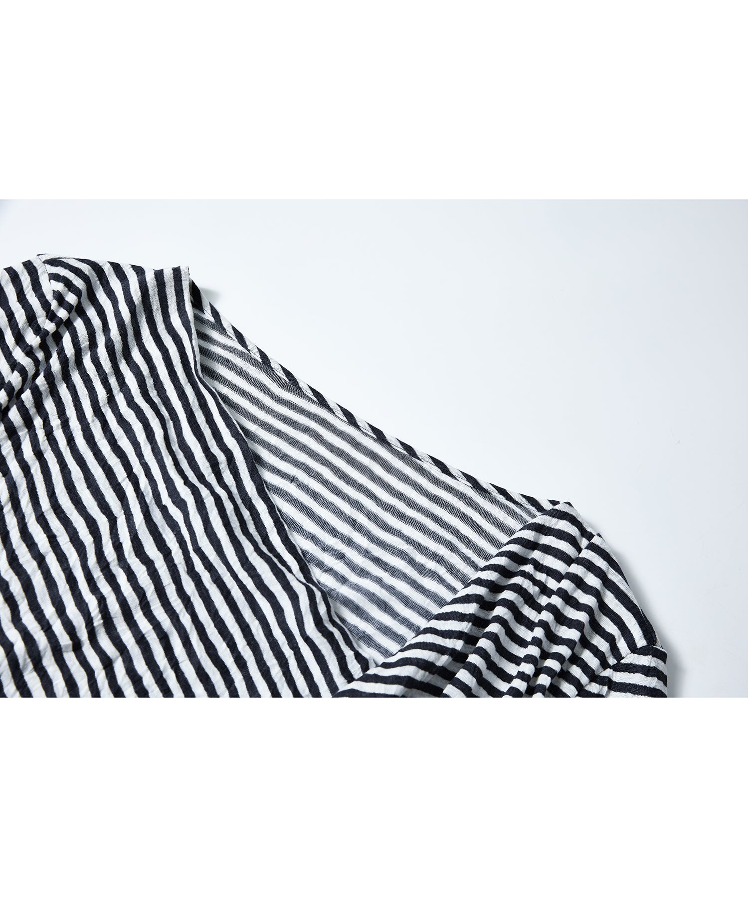「9月下旬出荷予定」Cross Drape Neck Striped Long Sleeve Top