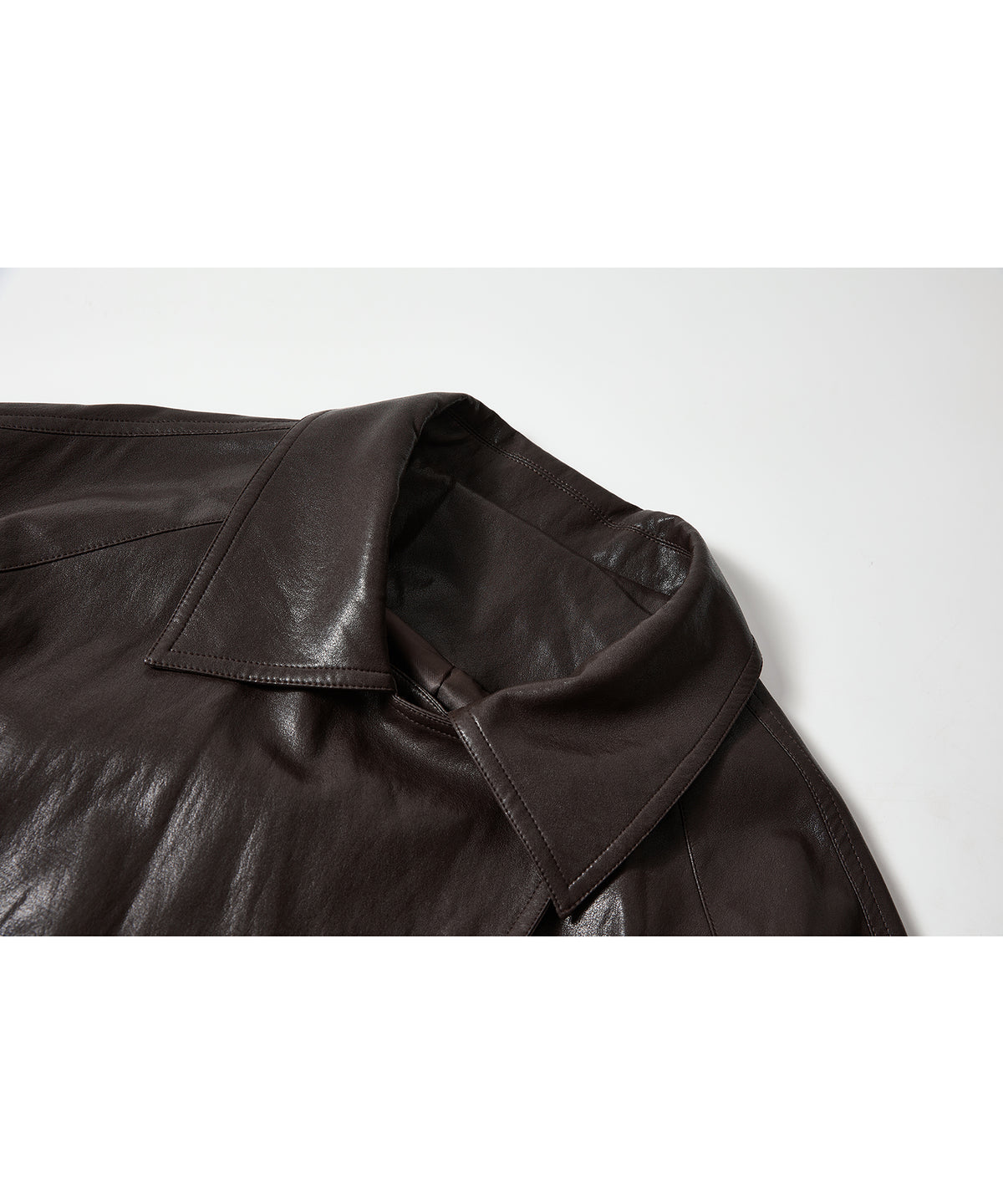 「9月下旬出荷予定」Belted Faux Leather Short Trench Jacket