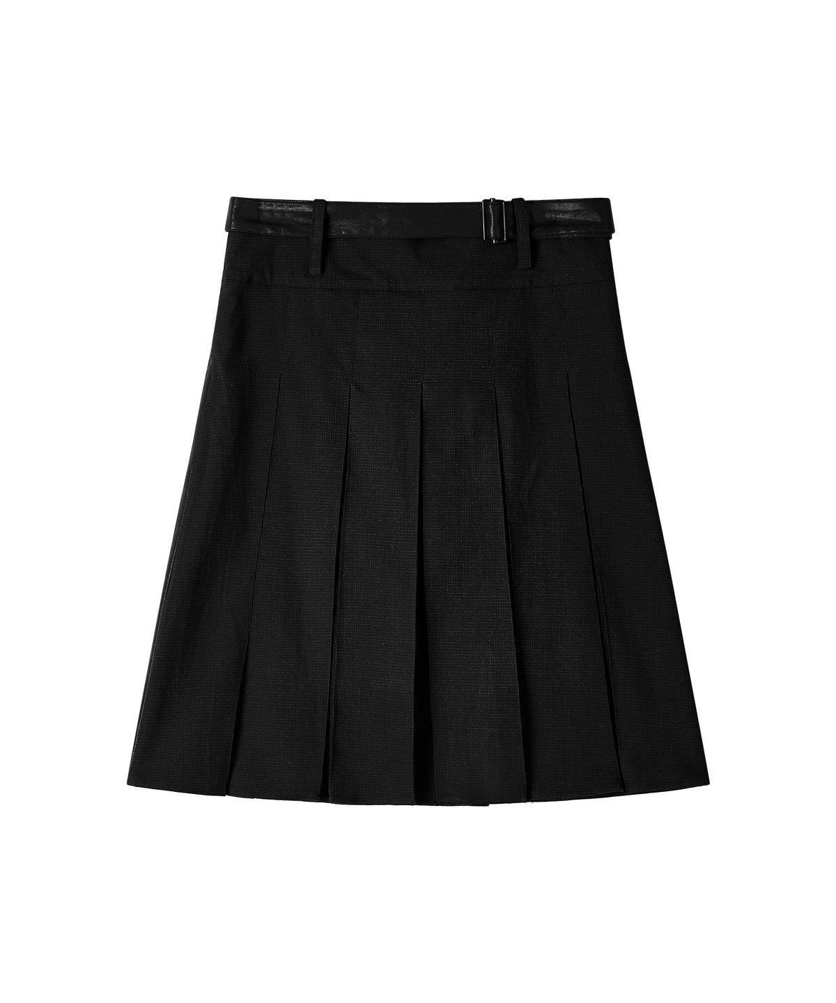 「9月下旬出荷予定」2WAY Faux Leather Pleated Midi Skirt