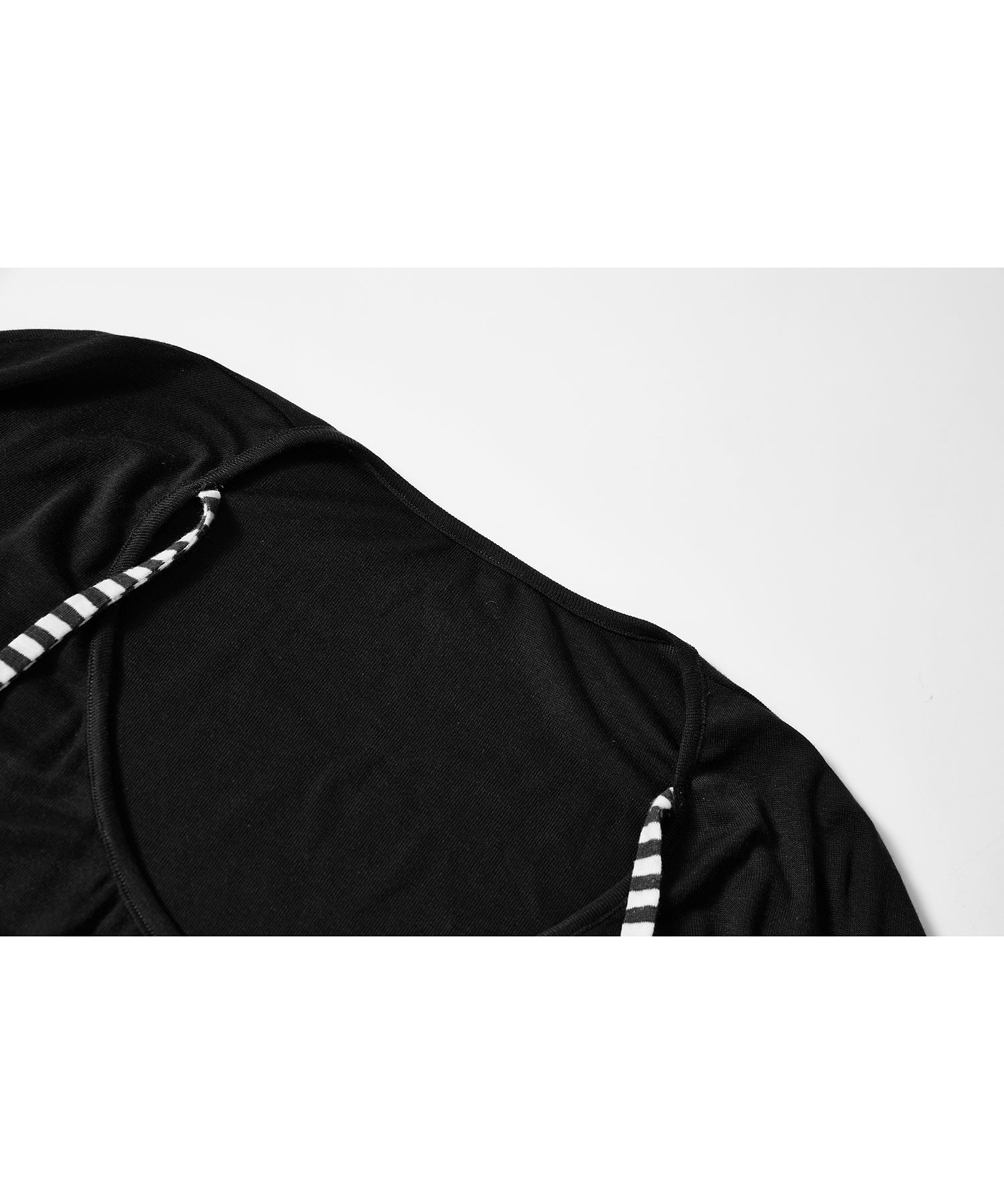 「9月下旬出荷予定」Striped Cord U-Neck Draped Top