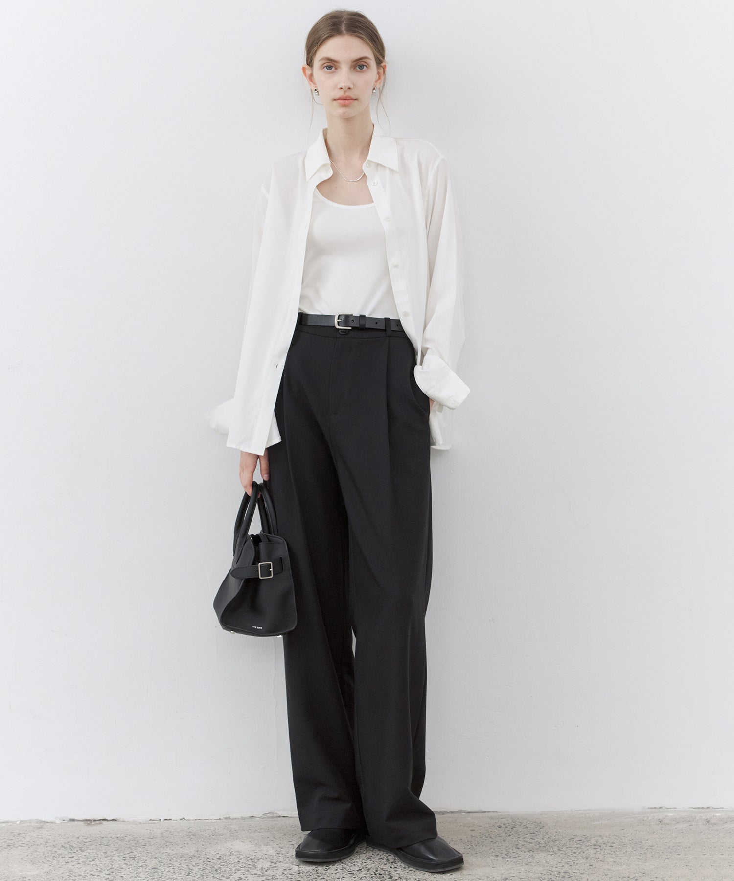 Draped Wide-Leg Tailored Pants