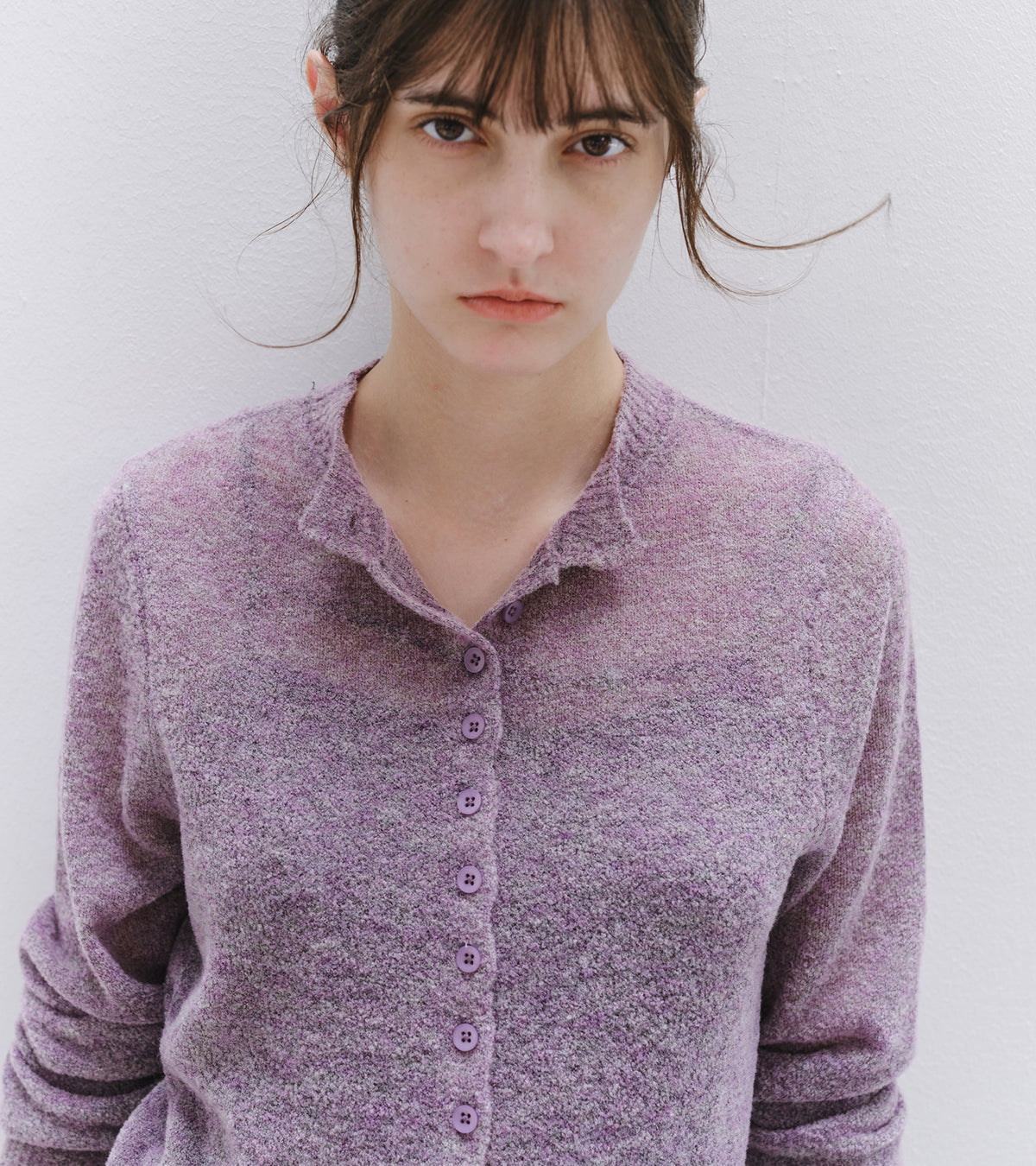 「10月下旬出荷予定」Melange Wool-Blend Multi Button Knit Cardigan