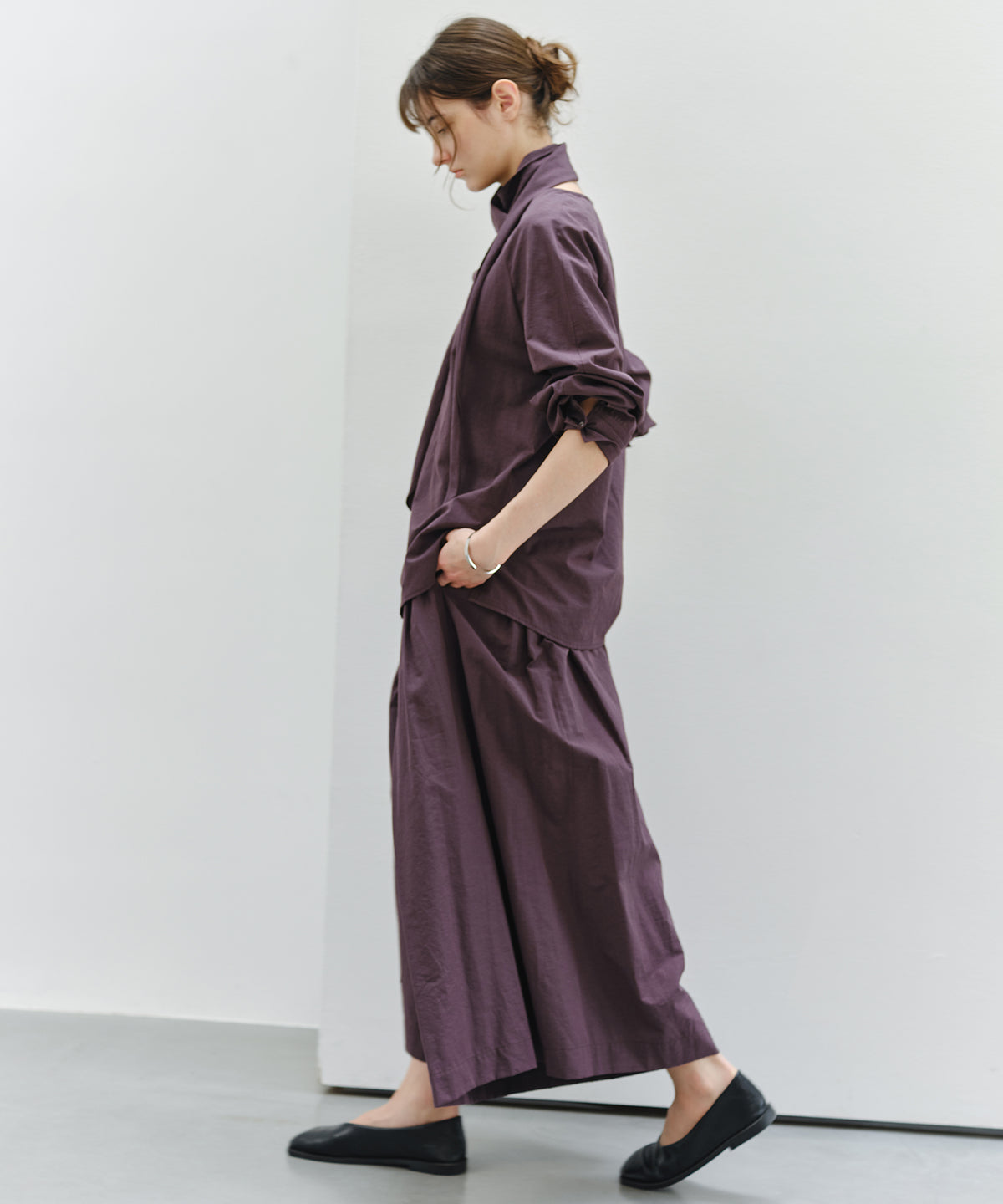 「9月下旬出荷予定」Cross Stole Collar Oversized Shirt