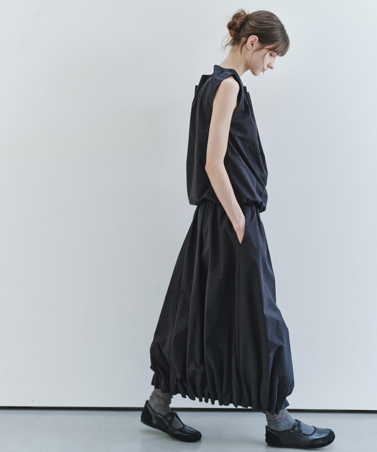 「7月上旬～中旬出荷」Tucked Balloon Hem Maxi Skirt