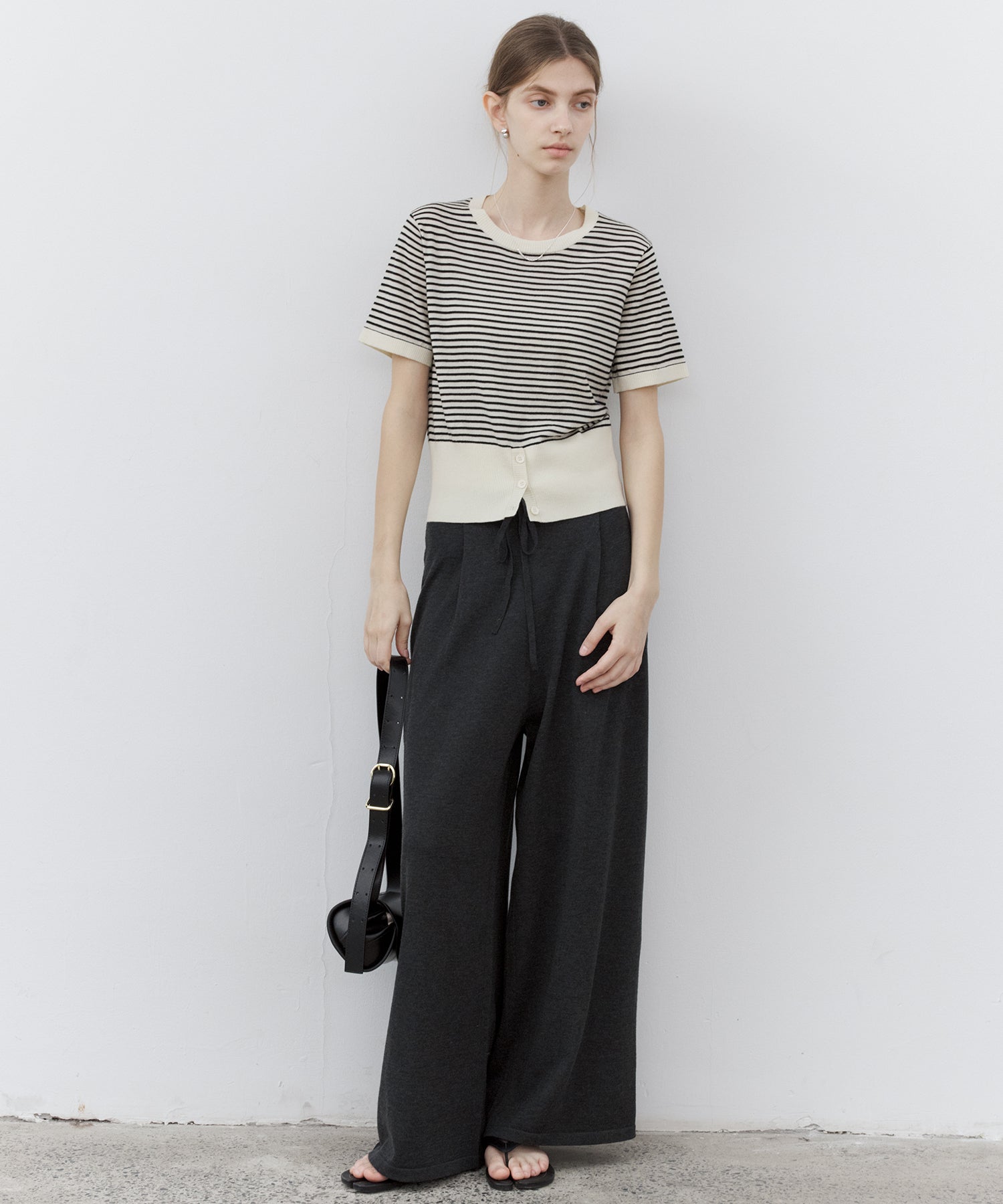 Drawstring Knit Wide Pants