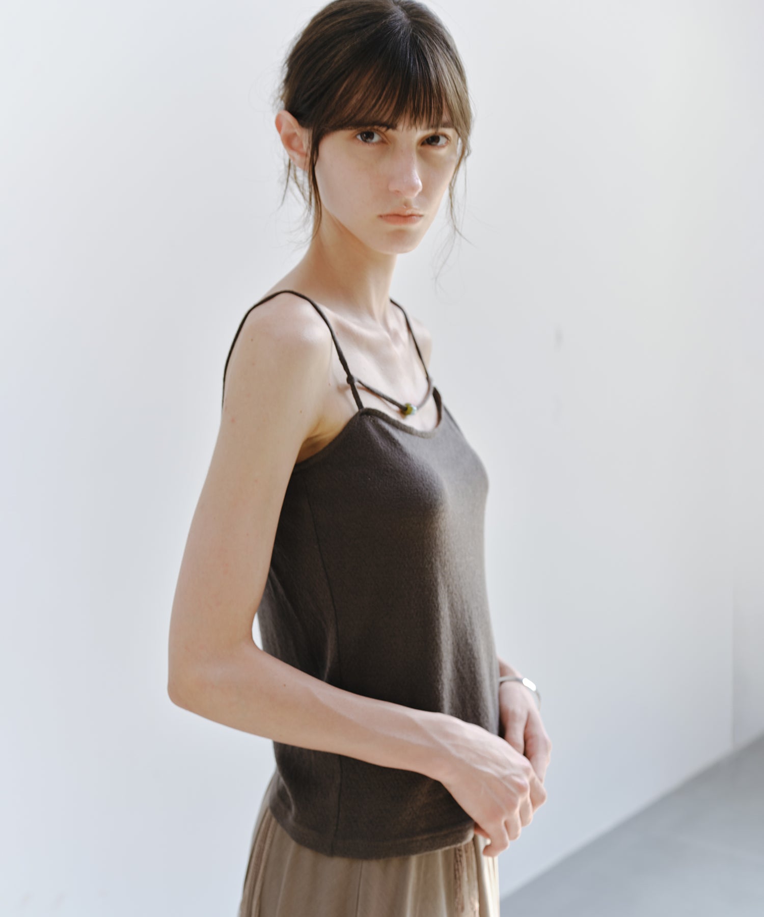 「8月中旬～下旬出荷」Wool Silk Beaded Strap Camisole