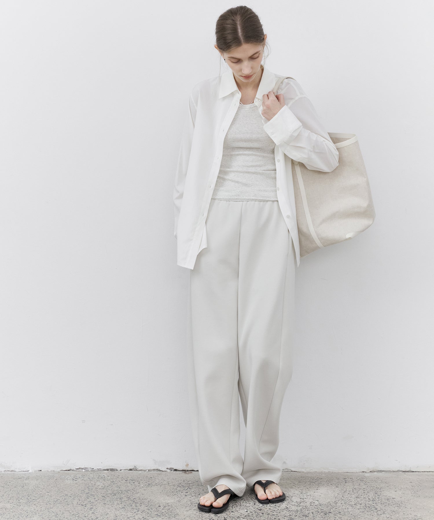 Curved Silhouette Jersey Wide Pants