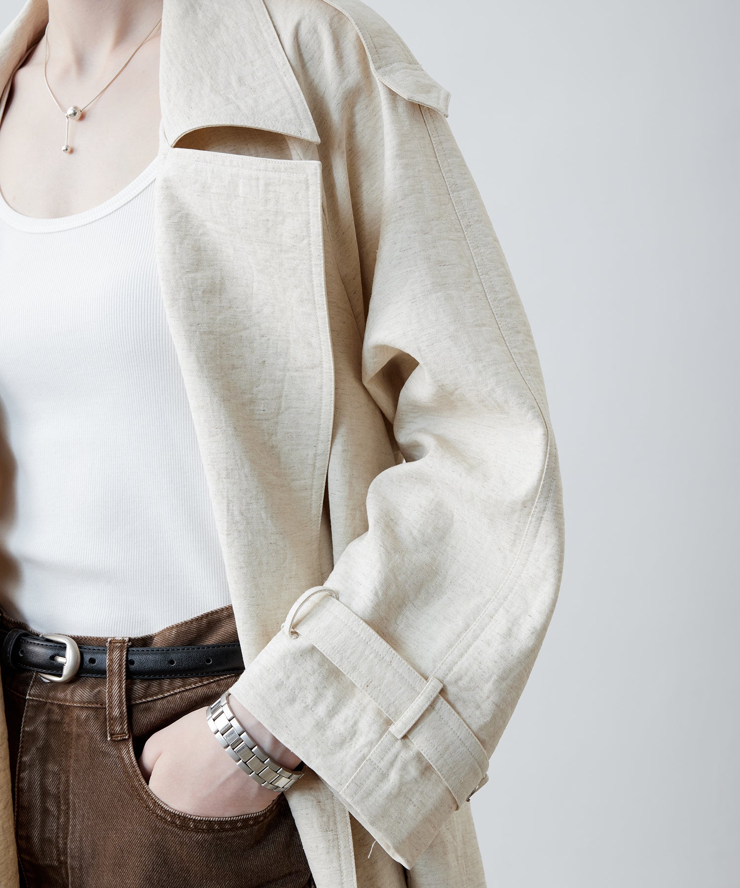 Double-Breasted Epaulette Trench Coat