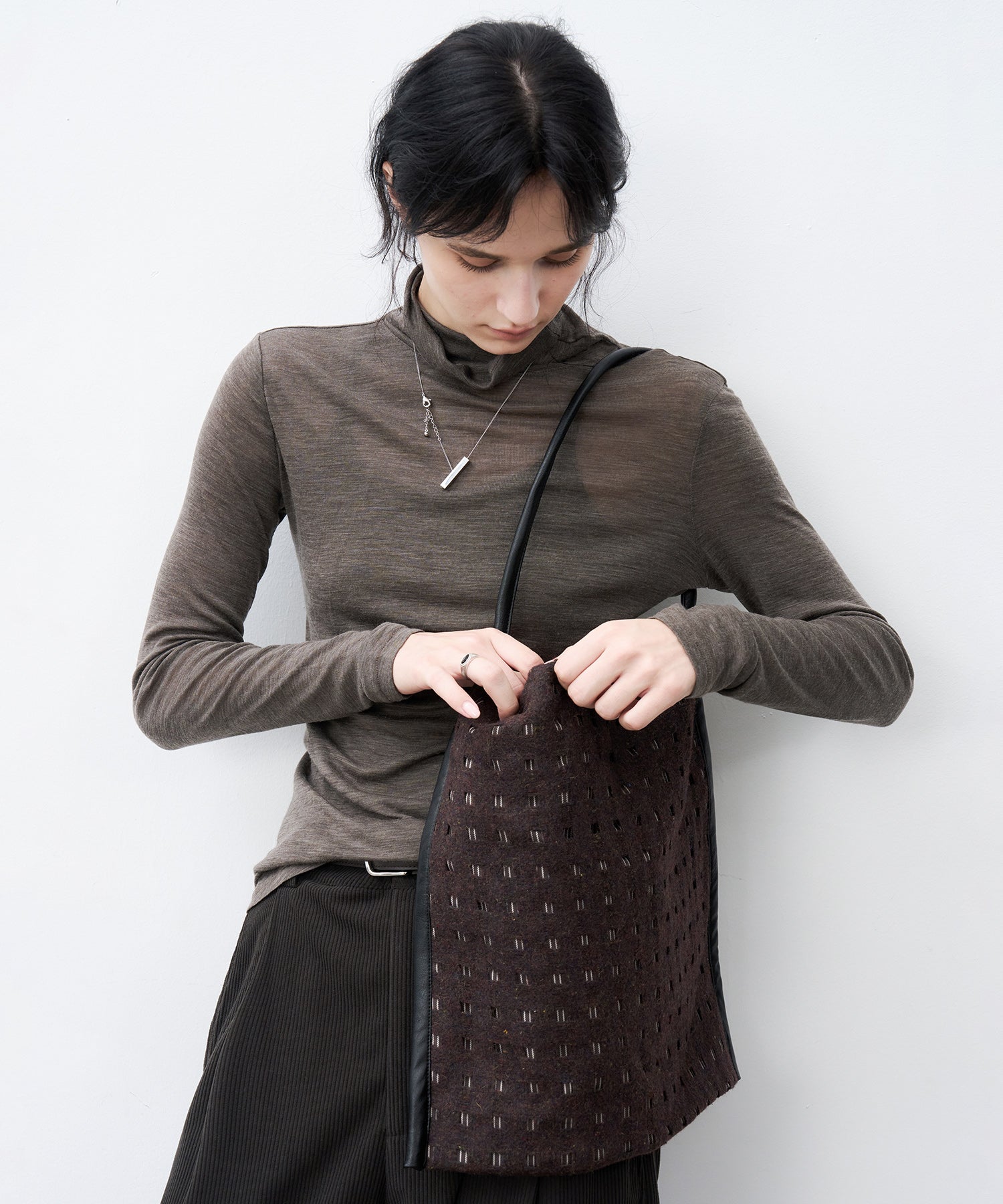 Cut-Out Layered Tote Bag