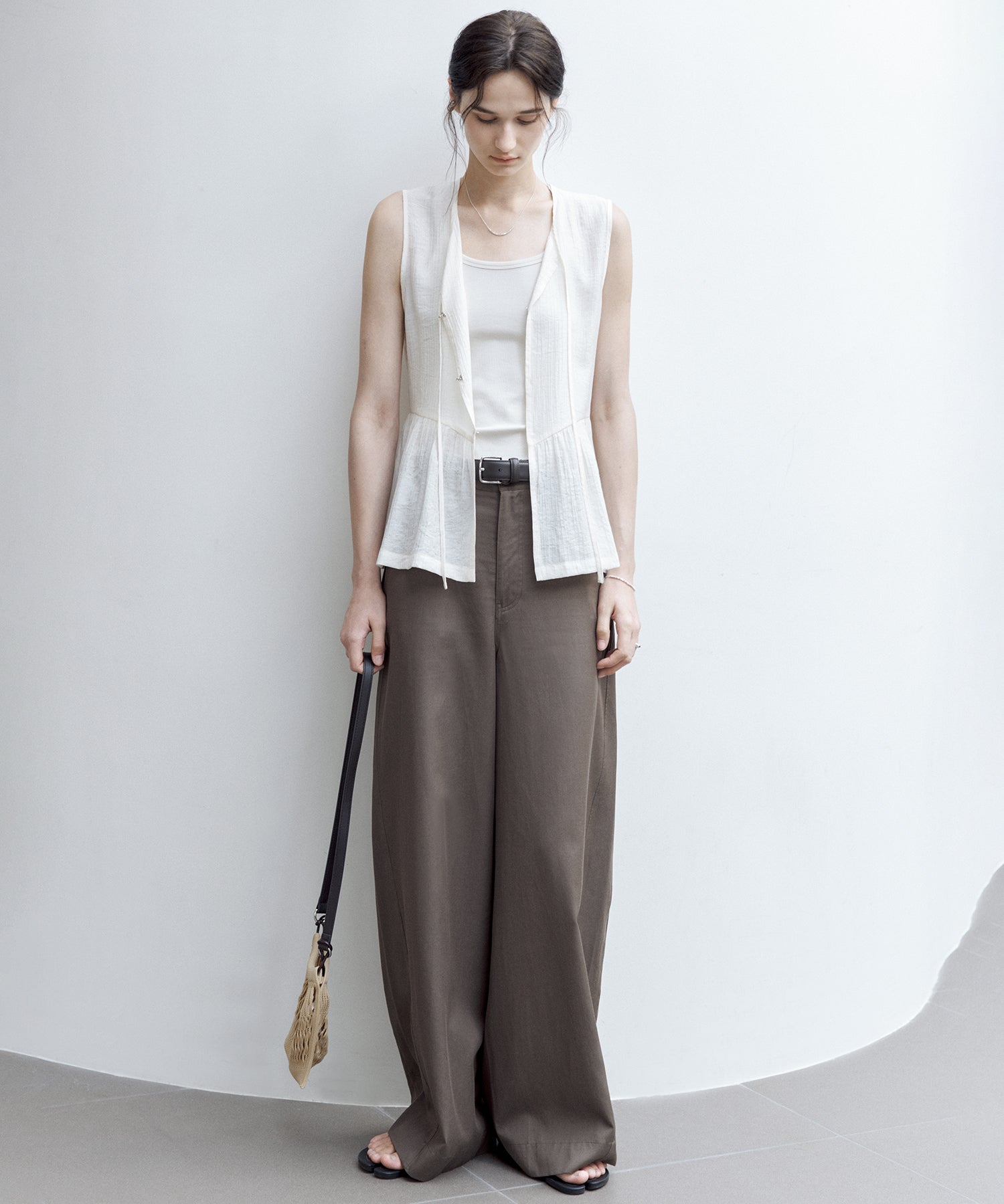 Flowy Tie Design Vest – Layered Look Summer Blouse