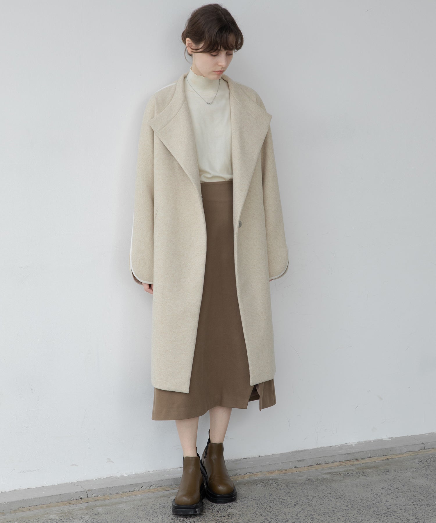 Color scheme stitch wrap design semi-flare skirt