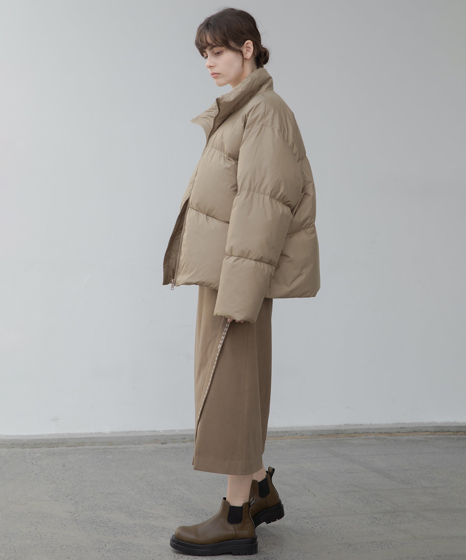 Color scheme stitch wrap design semi-flare skirt