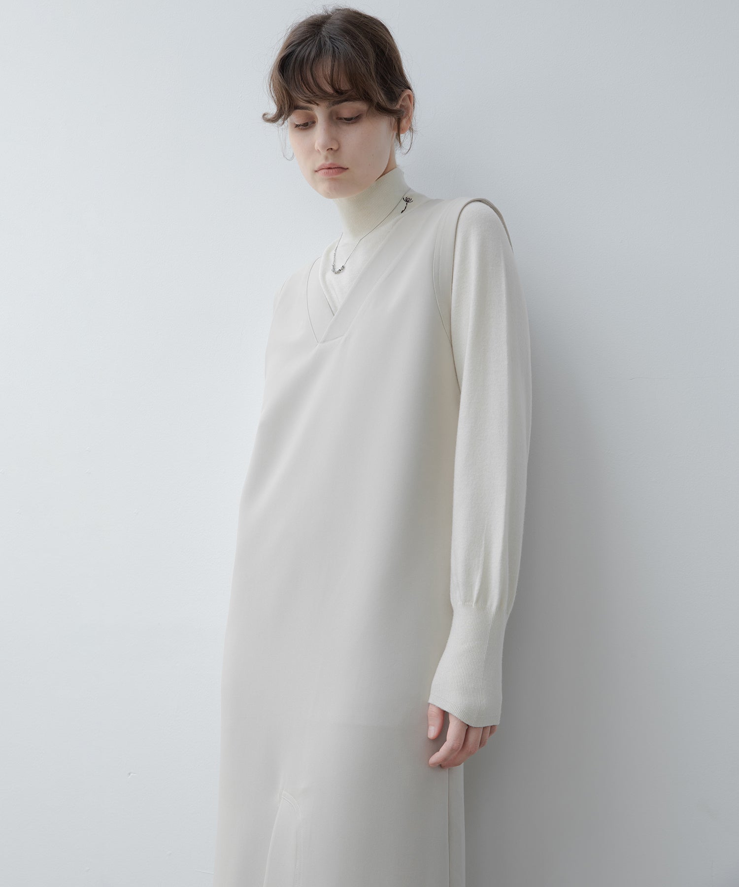 V neck vest long tight dress 