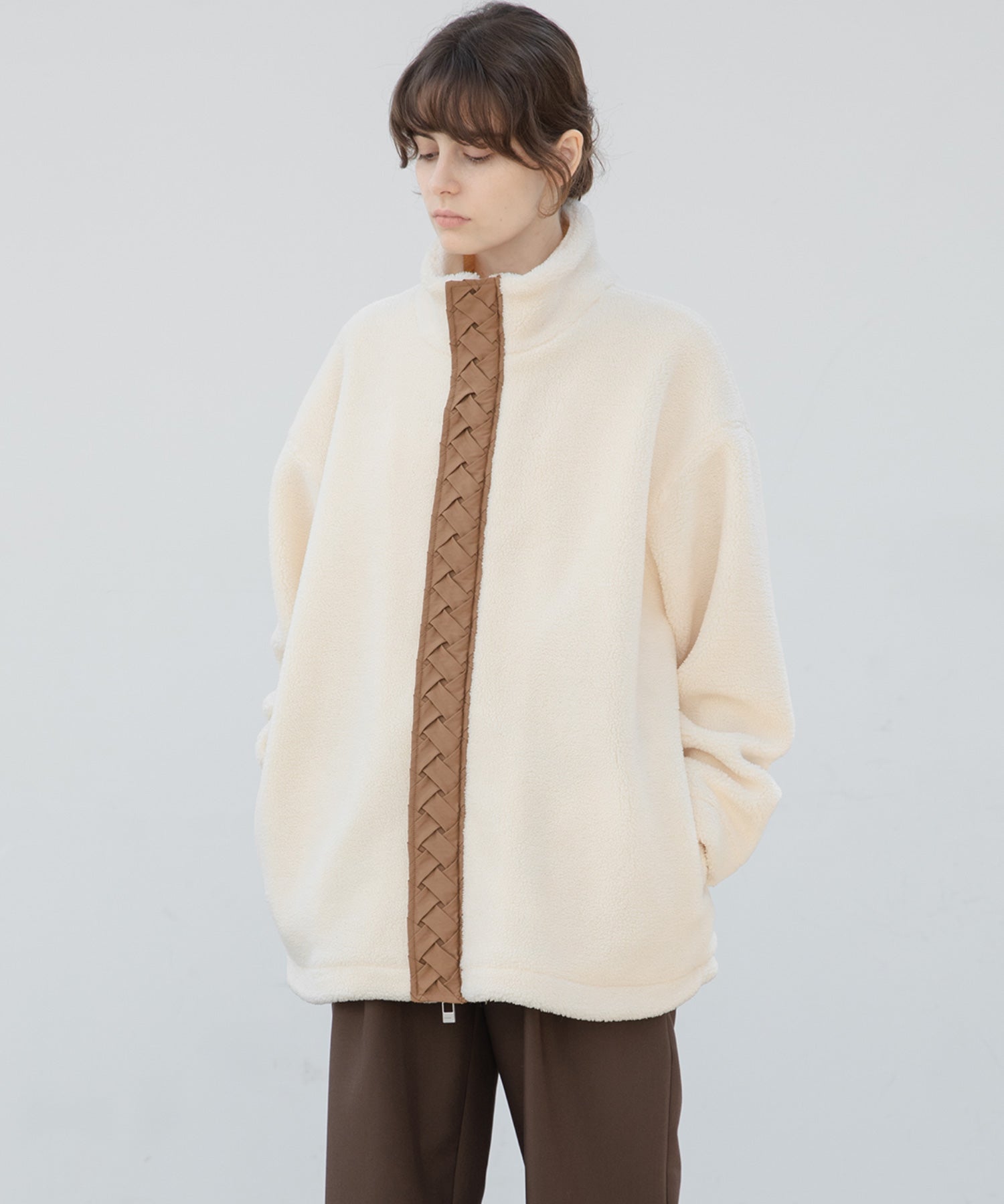 Center Line Knit Soft Boa Jacket