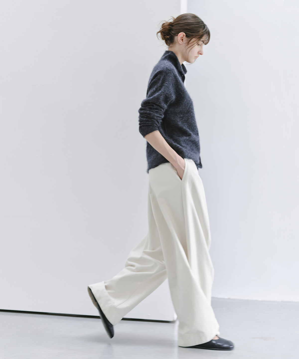 Brushed Cashmere-Blend High Neck Knit Cardigan