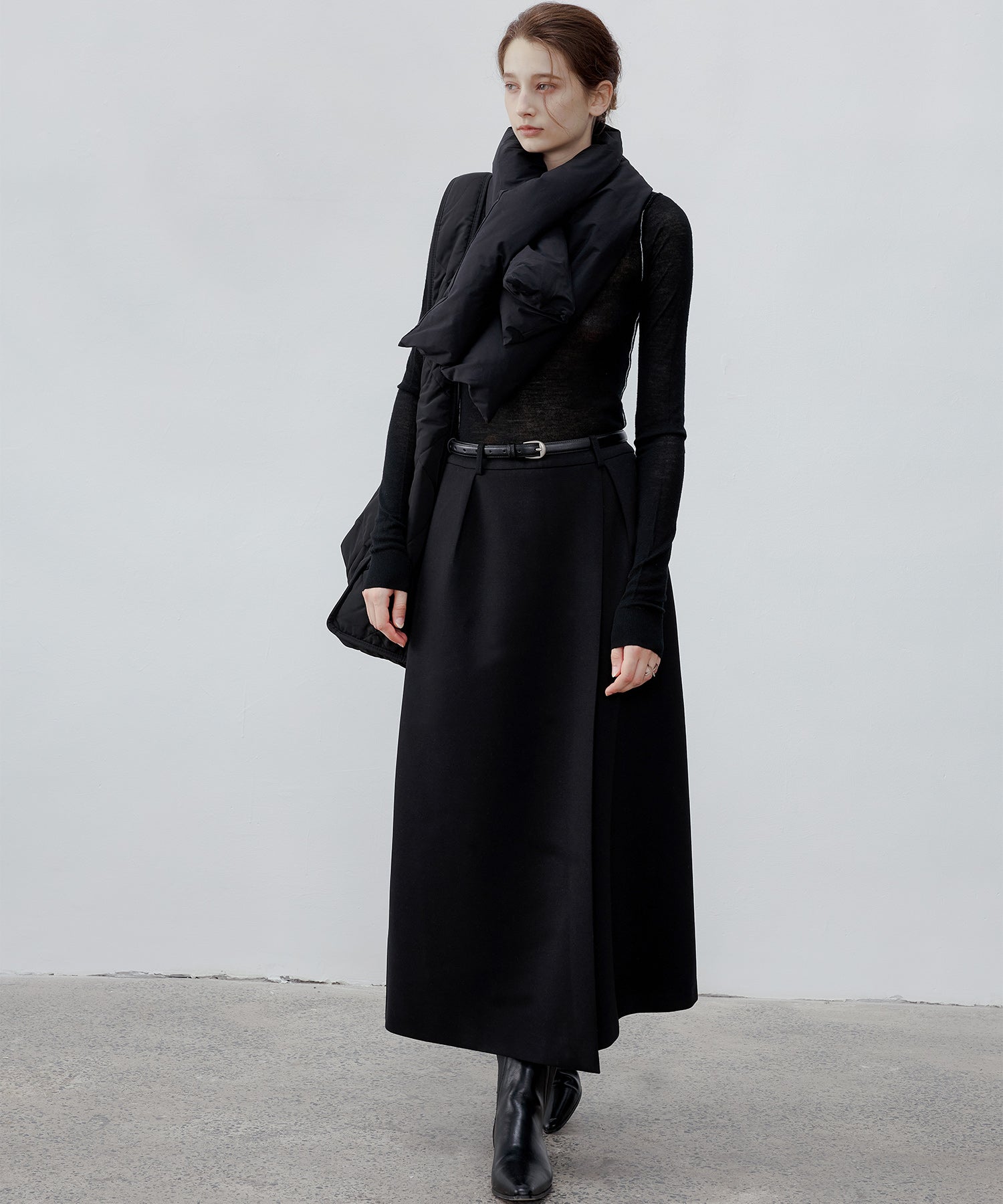 Wrap-Style Back Slit Skirt