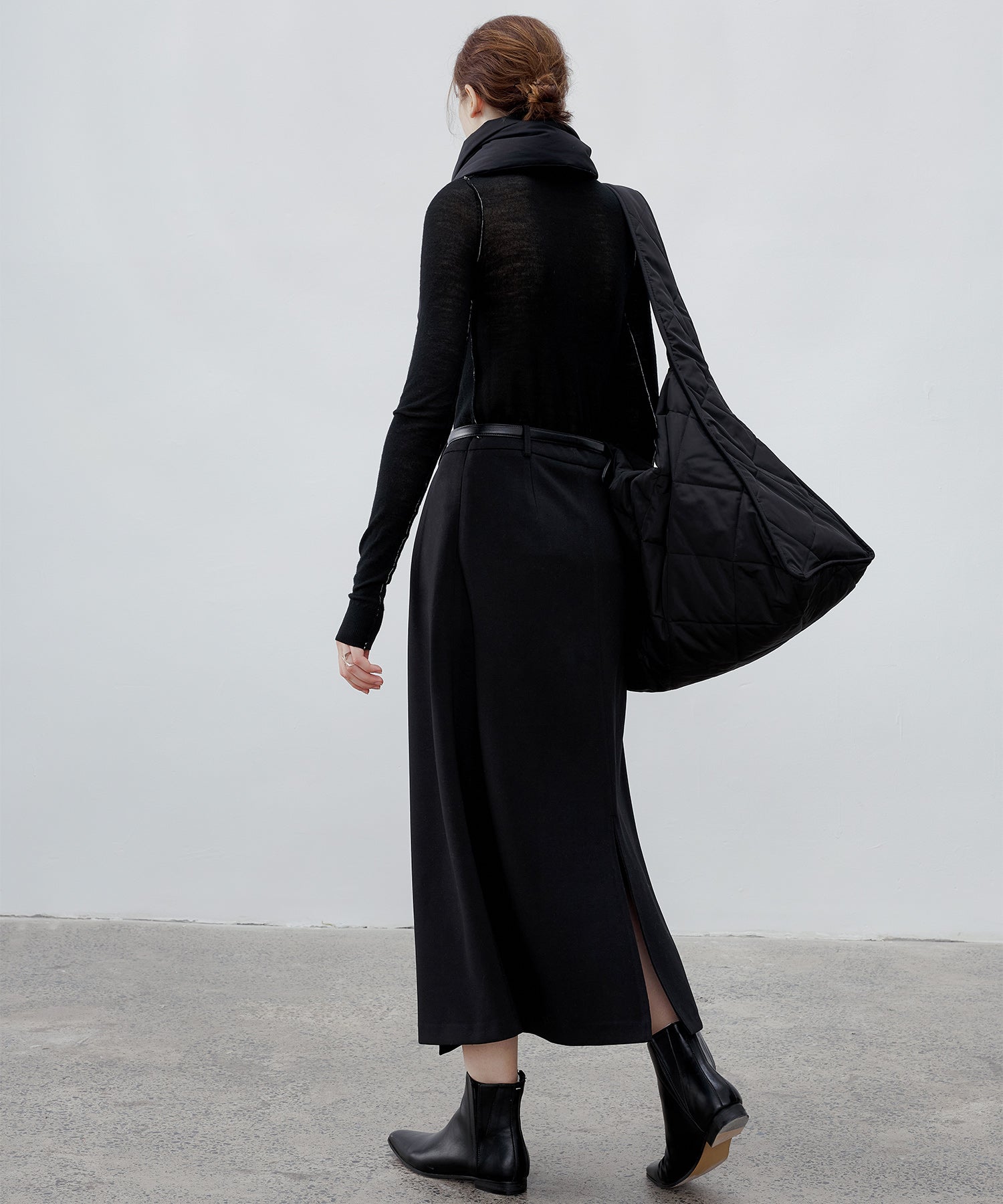 Wrap-Style Back Slit Skirt