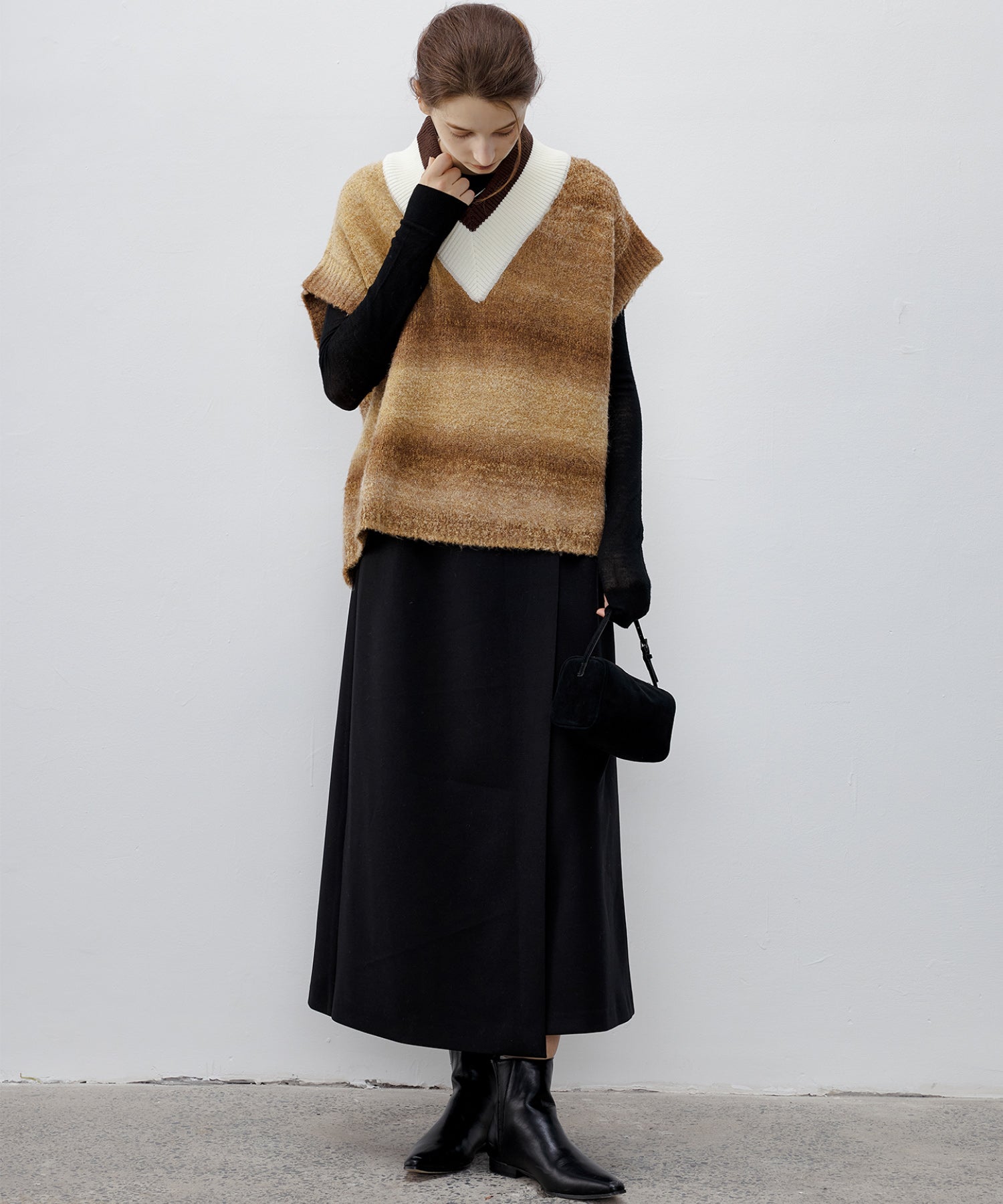 Wrap-Style Back Slit Skirt