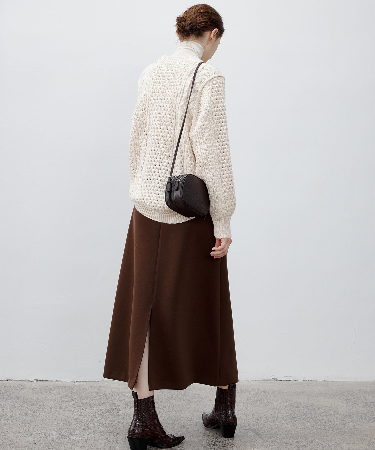 Wrap-Style Back Slit Skirt