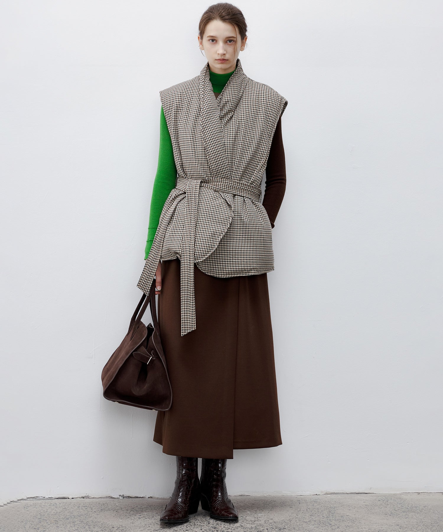 Wrap-Style Back Slit Skirt