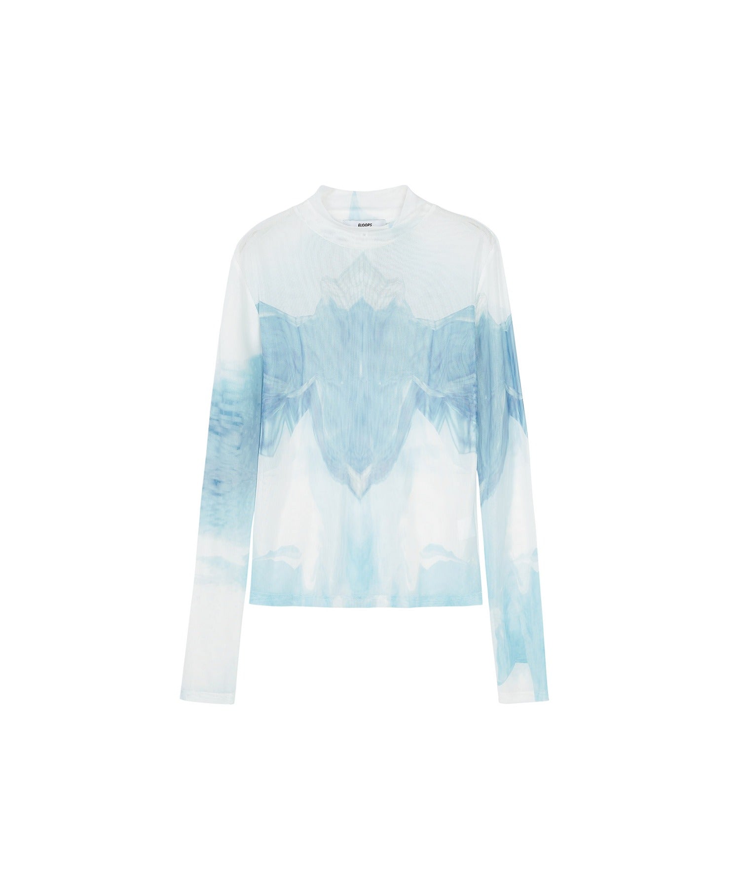 Sheer Printed High-Neck Top