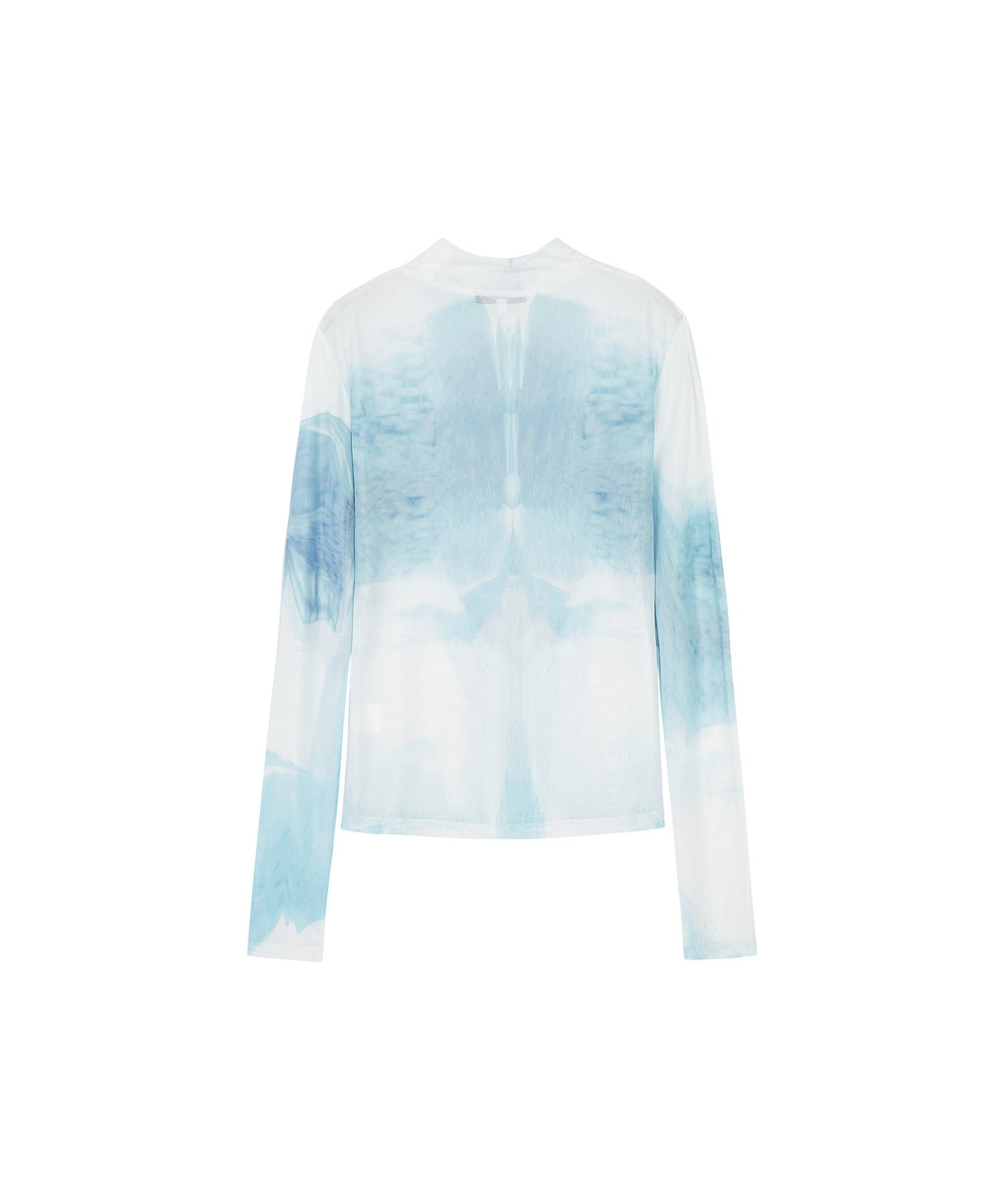Sheer Printed High-Neck Top