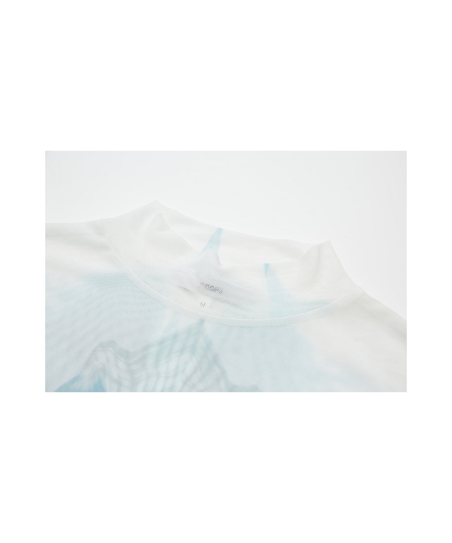 Sheer Printed High-Neck Top