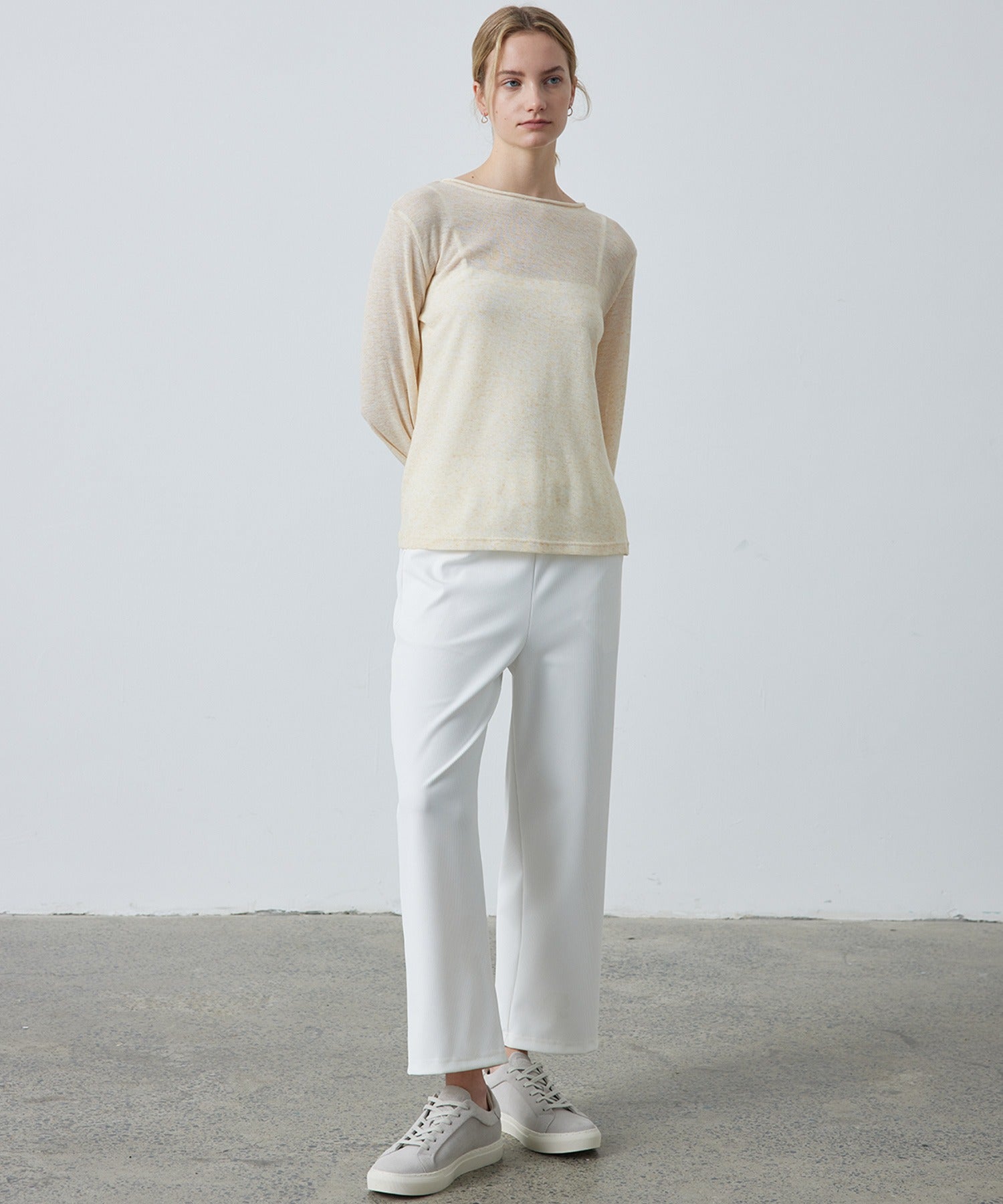 Sheer Knit Flare Sleeve Long Tee