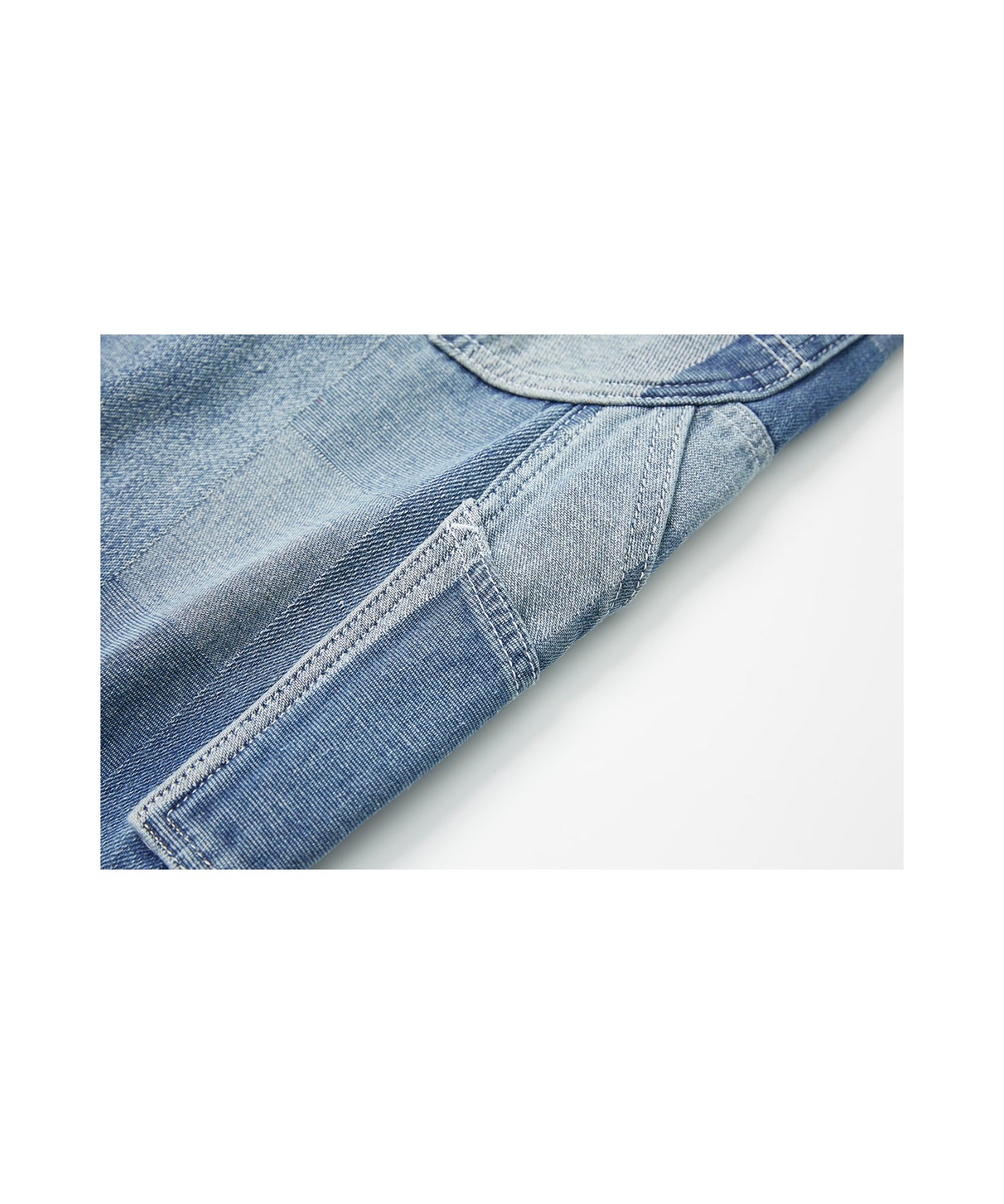 Patchwork-like Vintage Wash Denim Pants