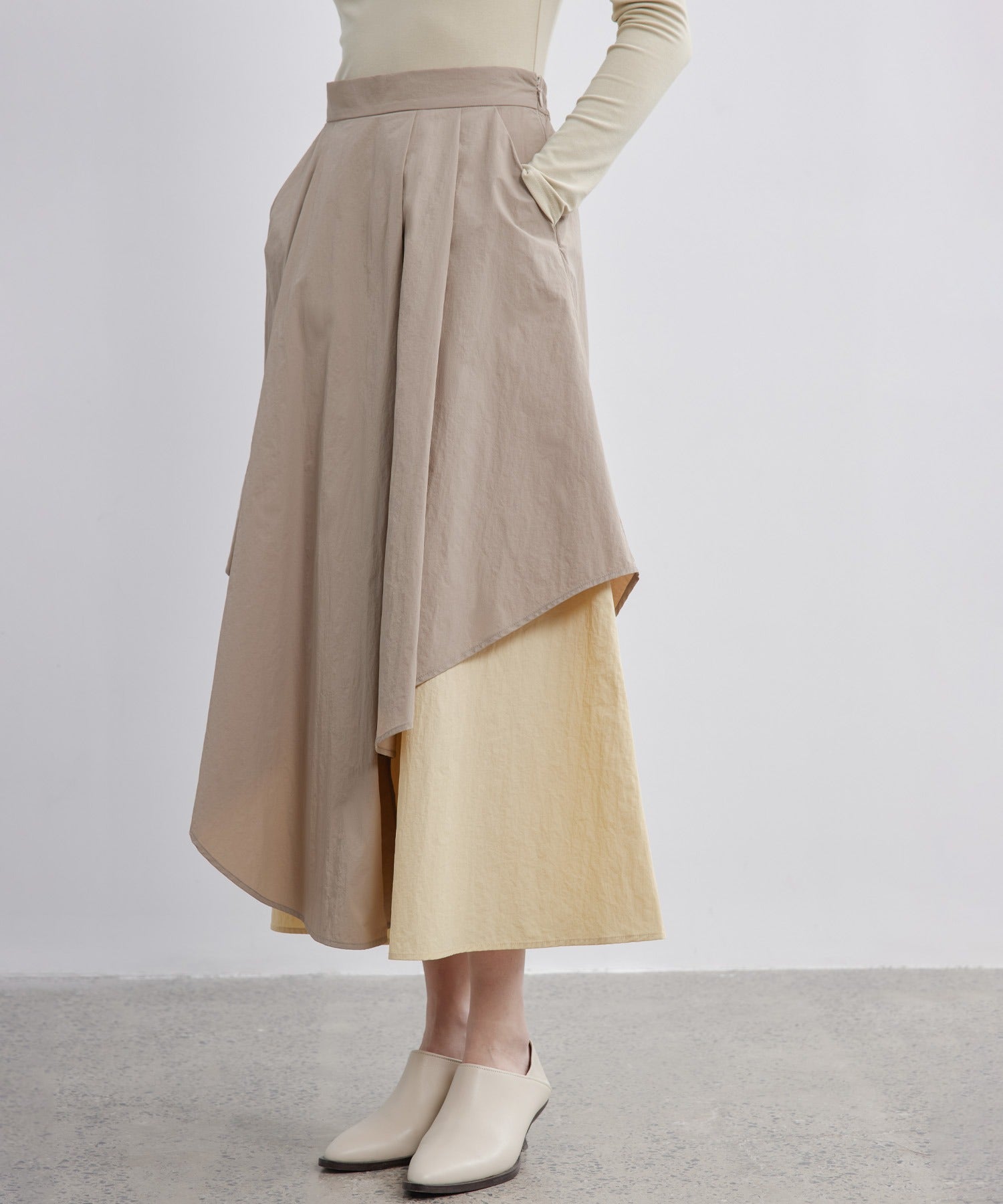Bicolor Layered Flared Skirt