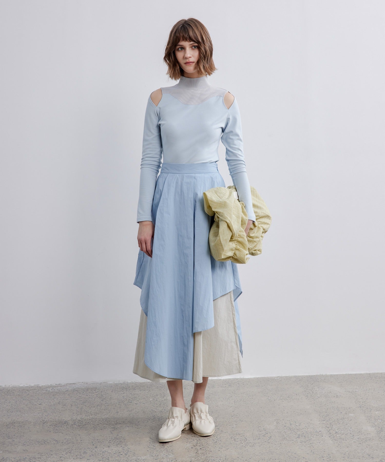 Bicolor Layered Flared Skirt
