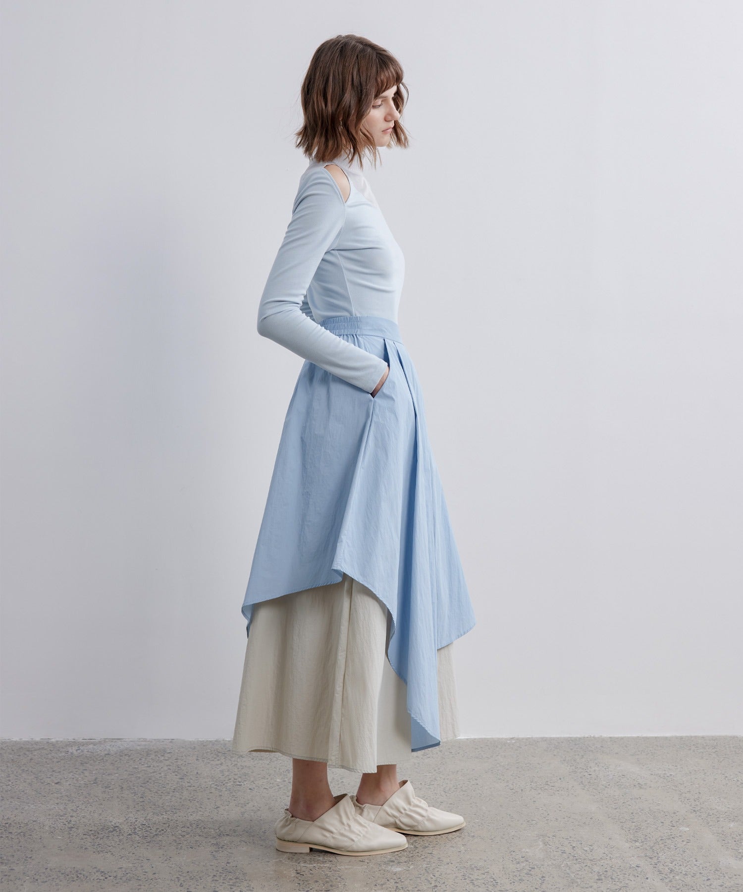Bicolor Layered Flared Skirt
