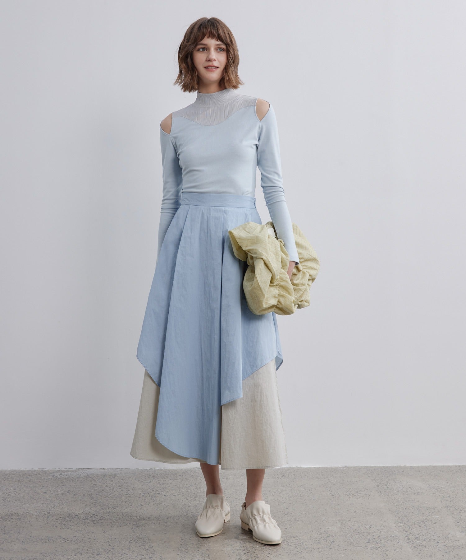 Bicolor Layered Flared Skirt