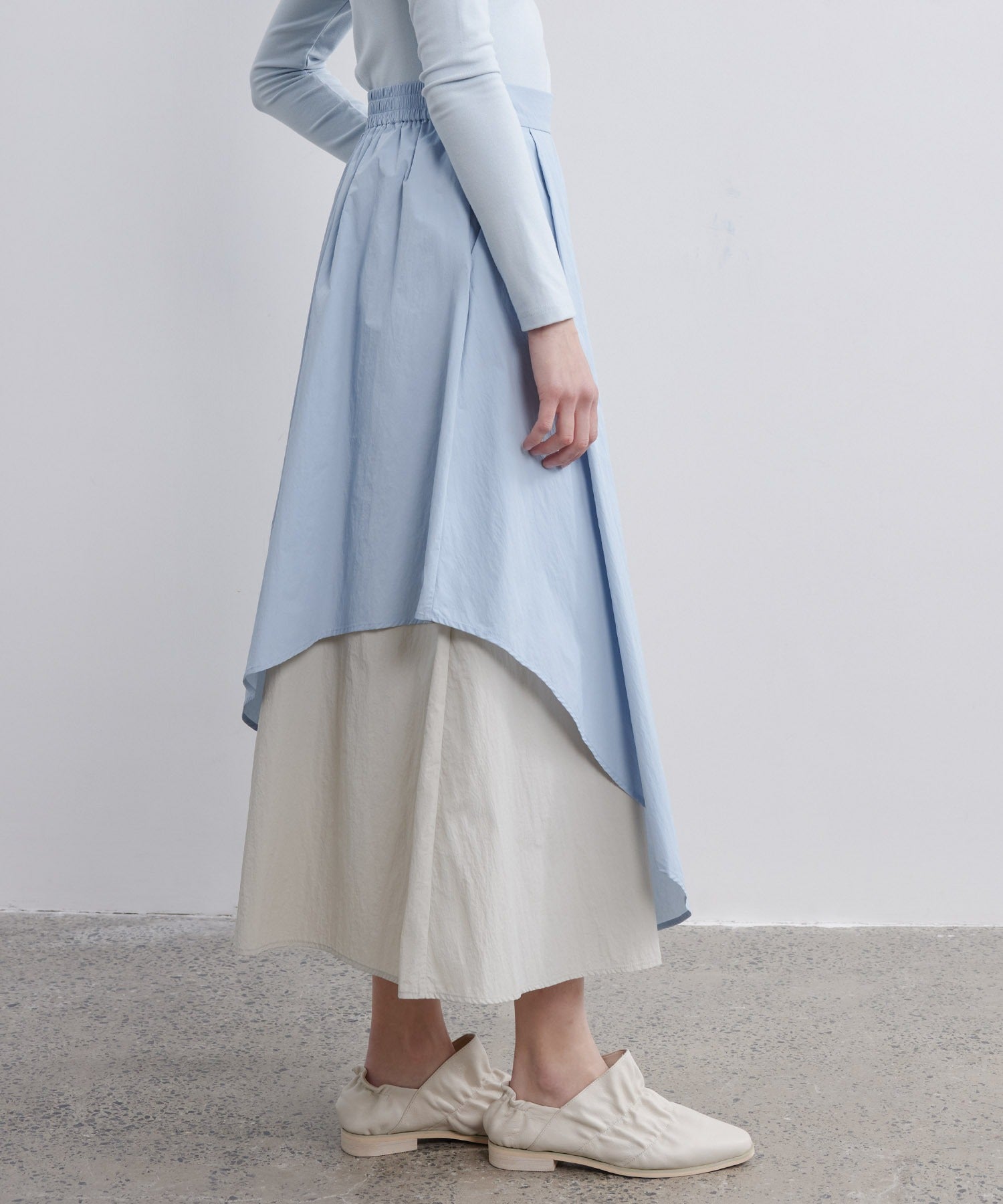 Bicolor Layered Flared Skirt