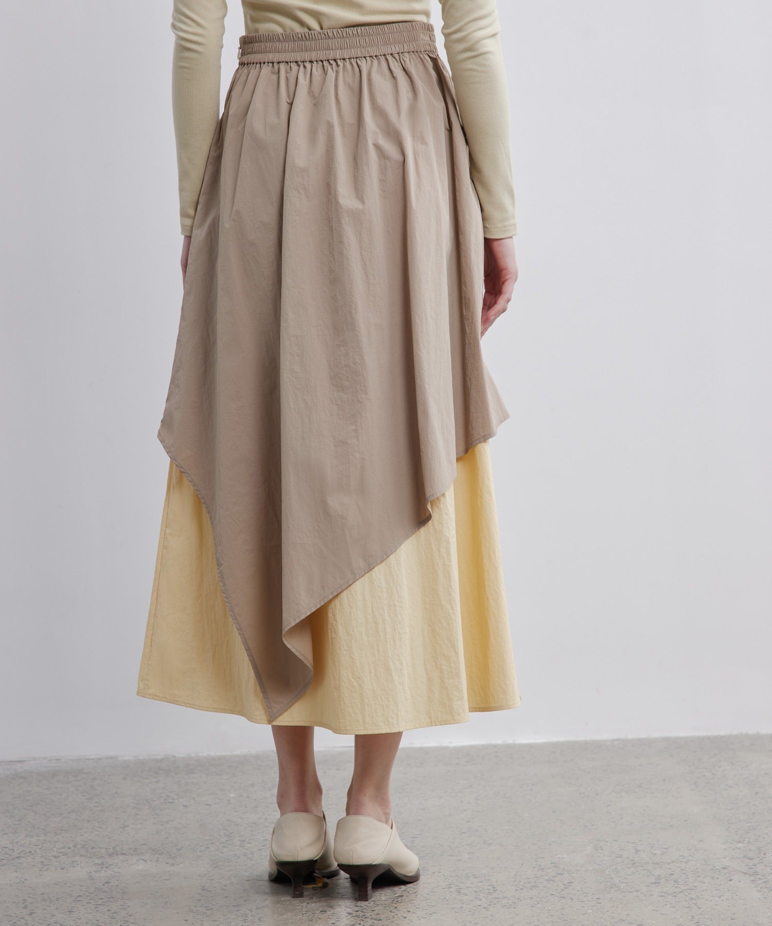 Bicolor Layered Flared Skirt