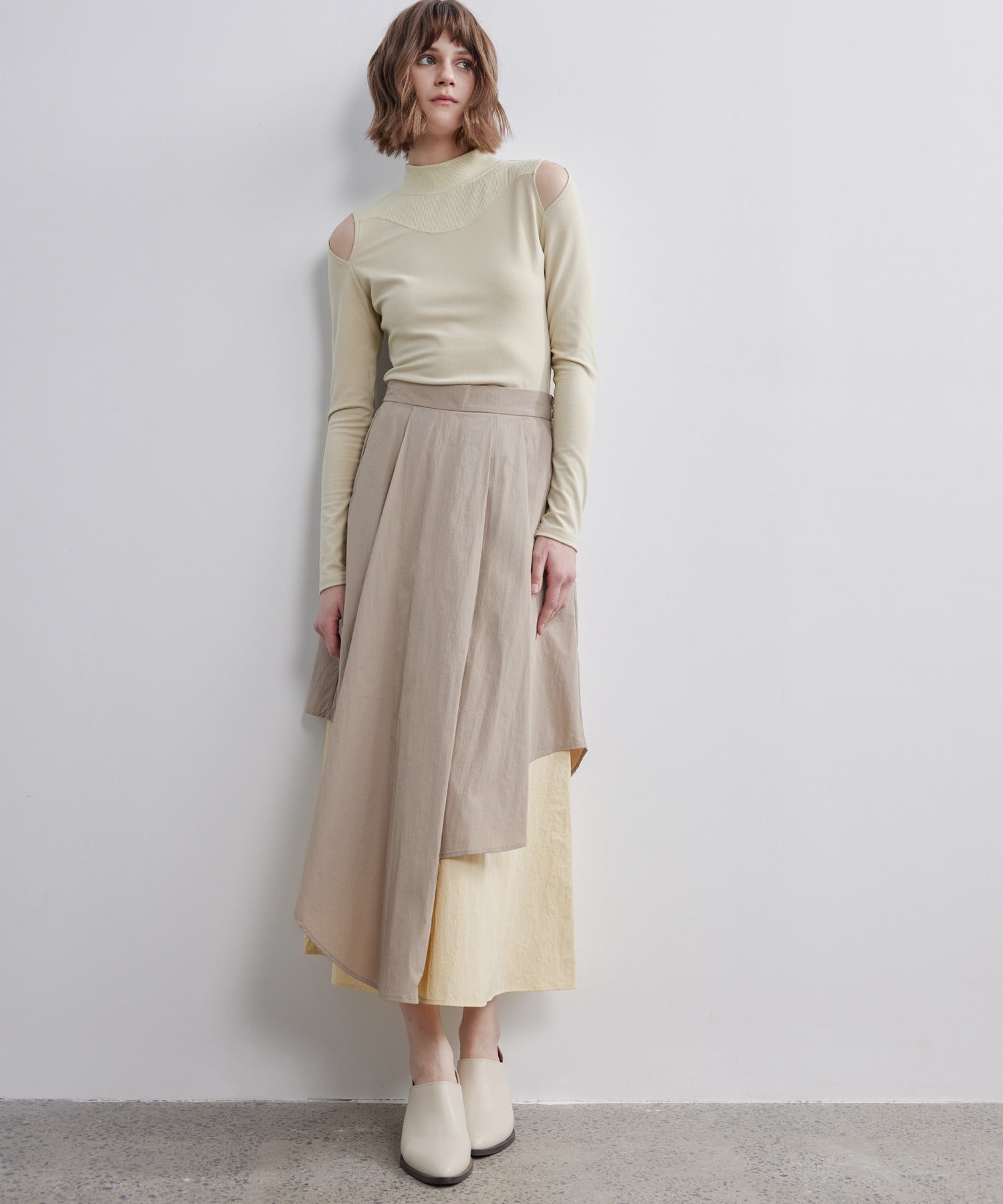 Bicolor Layered Flared Skirt