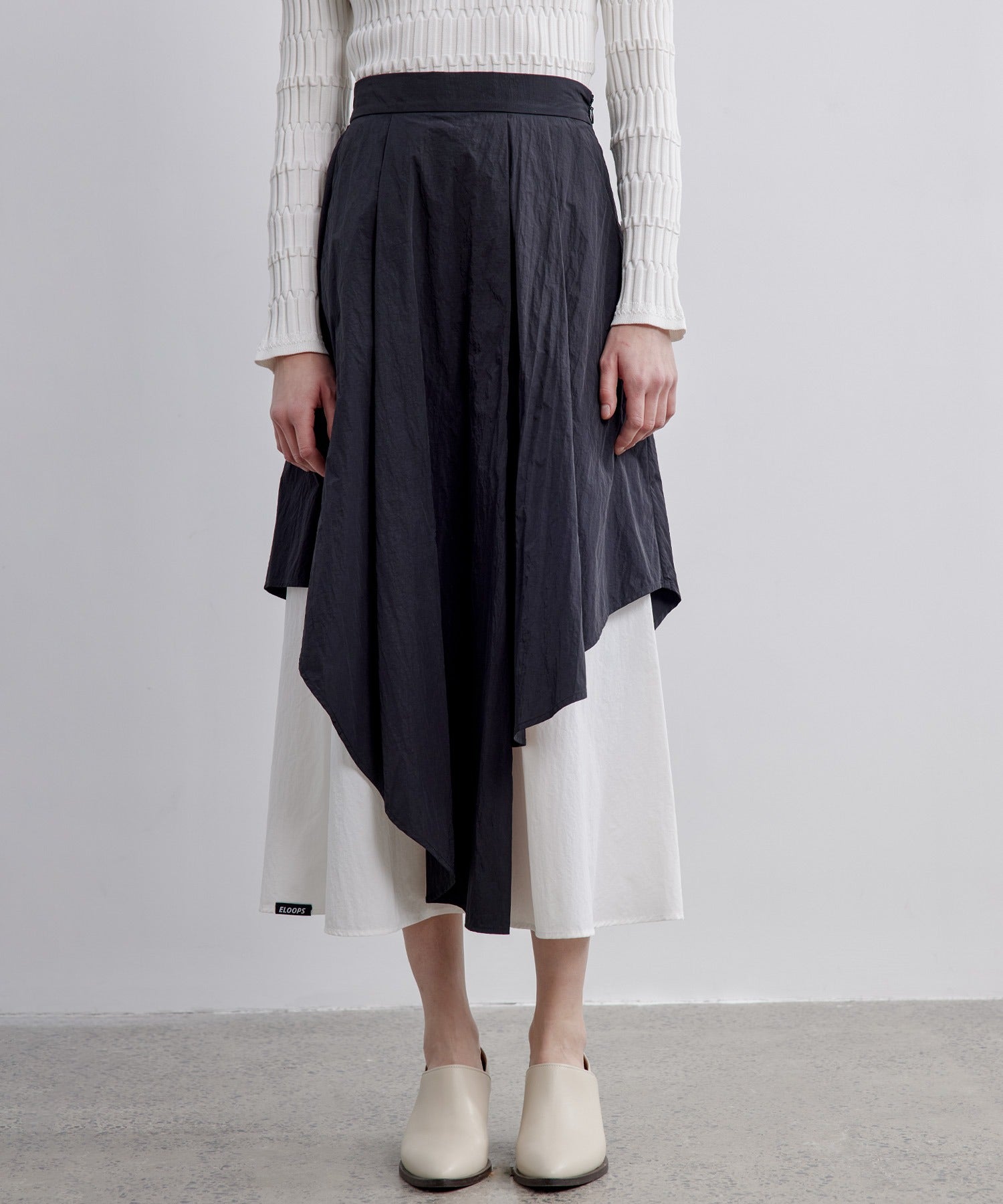 Bicolor Layered Flared Skirt