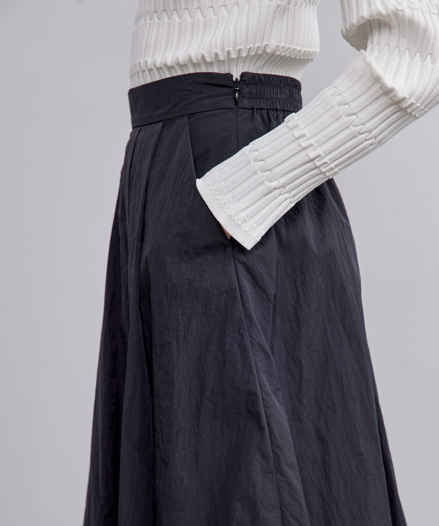 Bicolor Layered Flared Skirt