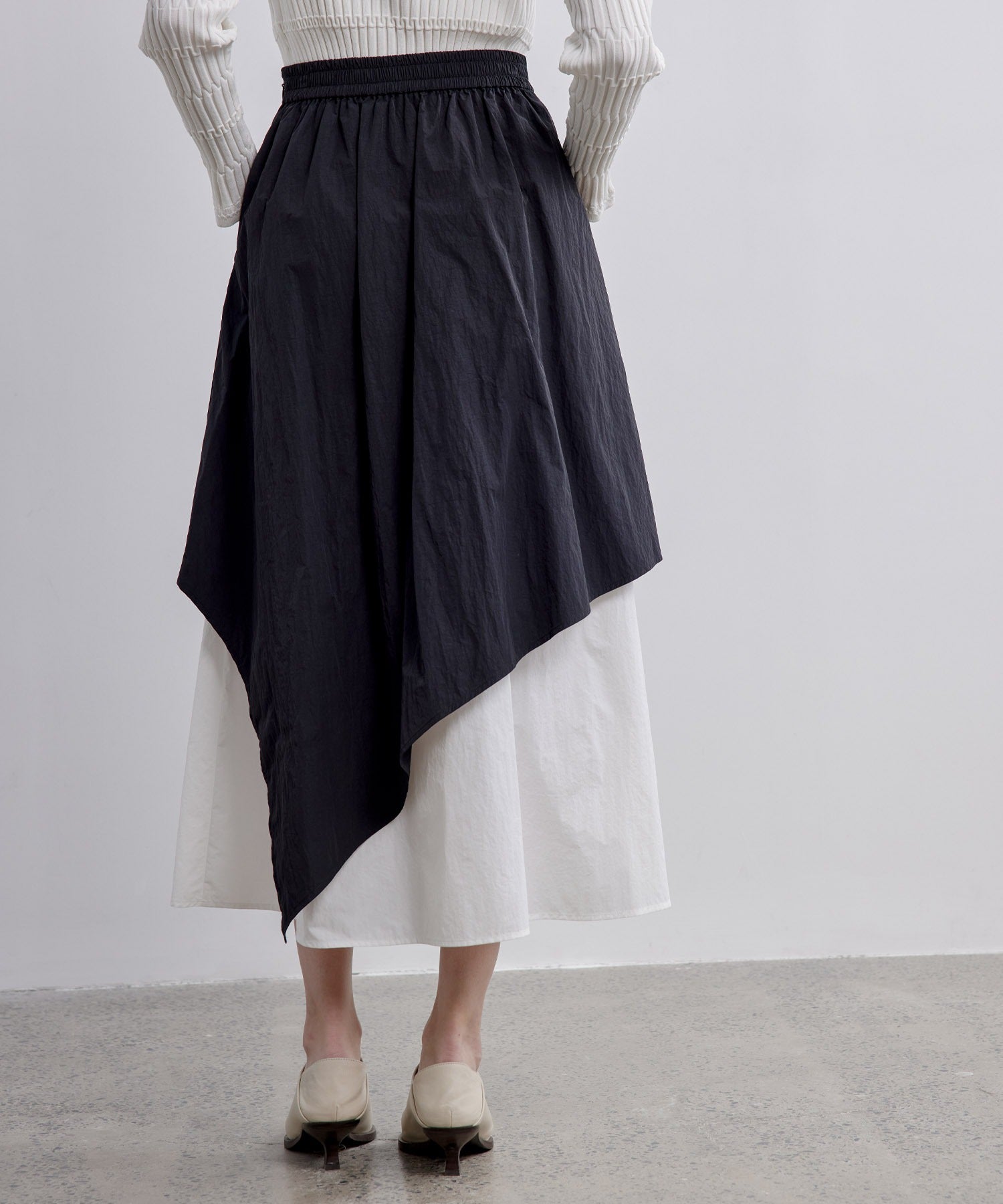 Bicolor Layered Flared Skirt