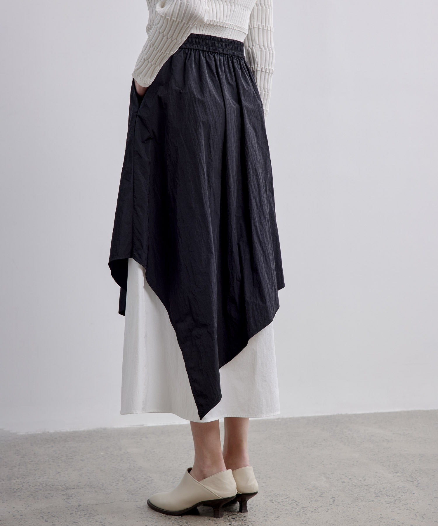 Bicolor Layered Flared Skirt