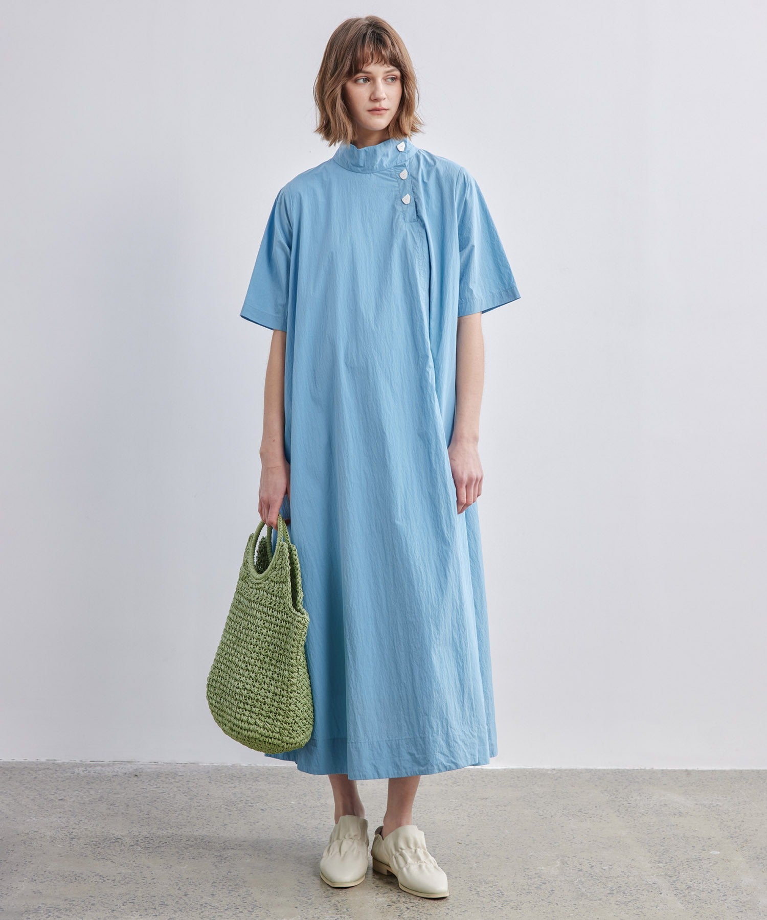 High-Neck Flare Dress